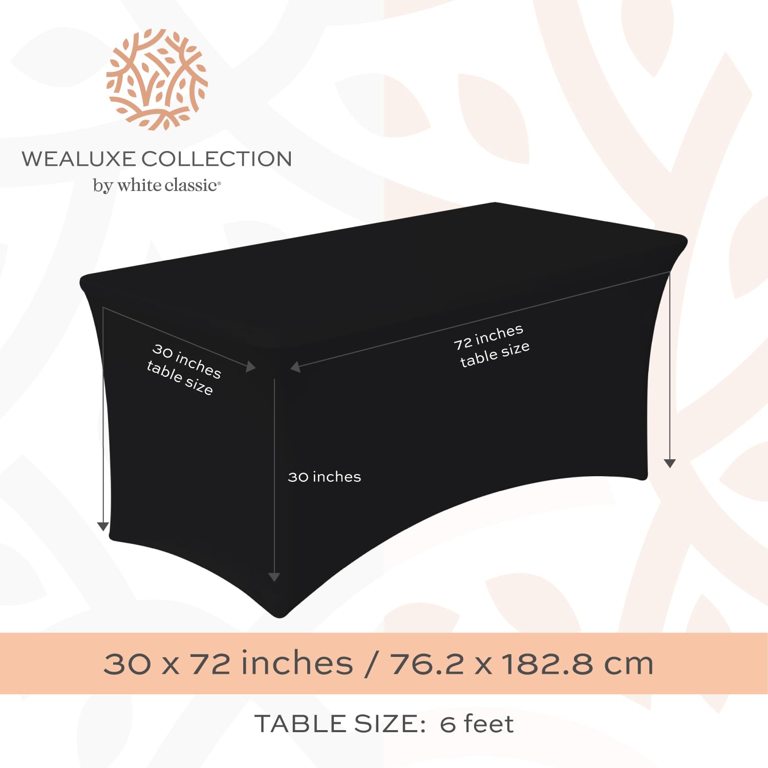 Black Spandex Table Covers 6Ft, 2 Pack - Elegant, Durable, Stretchy 6Ft Table Cover Fitted, Wrinkle And Stain Resistant, Elastic