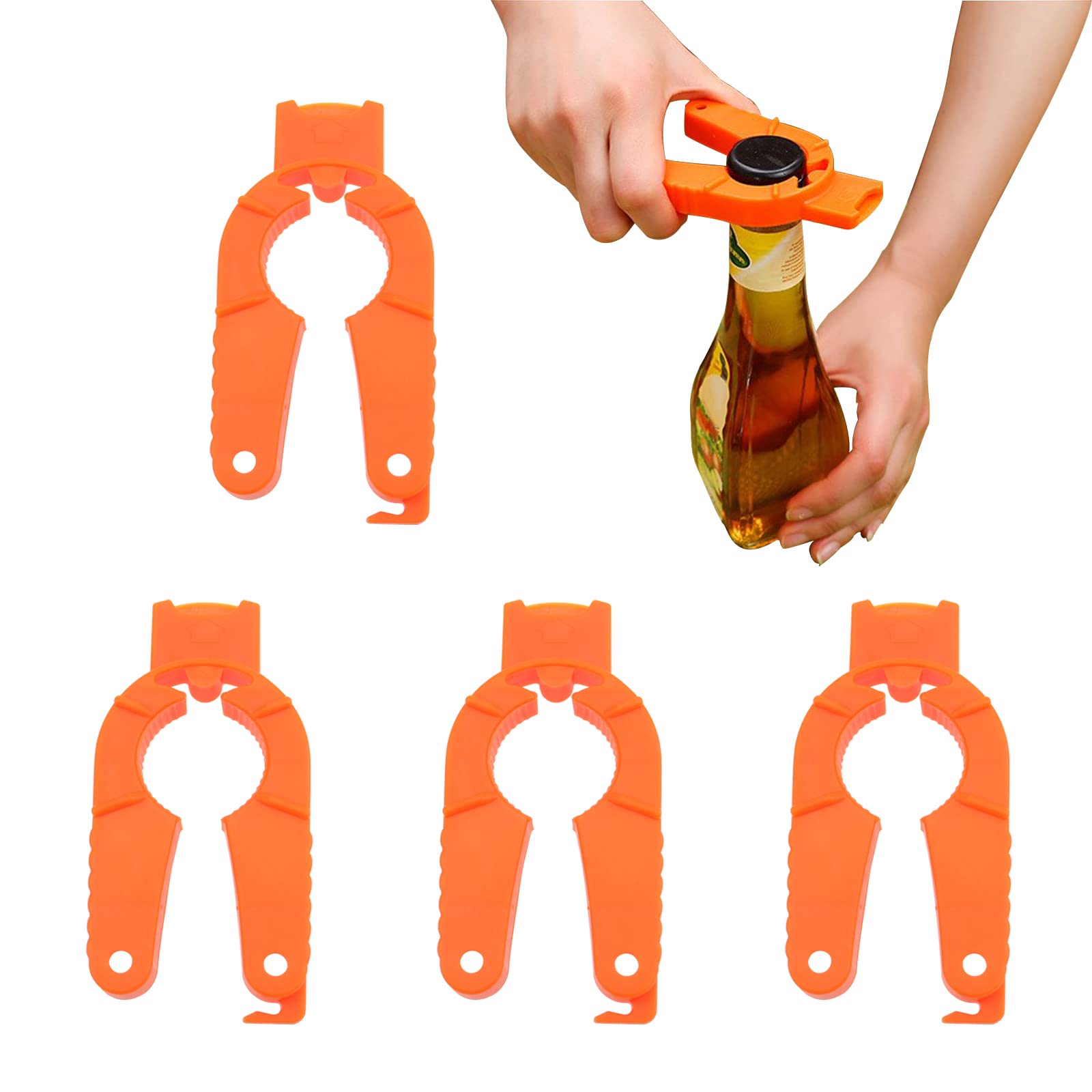 4 Pack Multifunctional Kitchen Bottle Opener Adjustable Easy Grip Bottle Jar Opener Orange Can Opener Use For Elderly Weak Hands