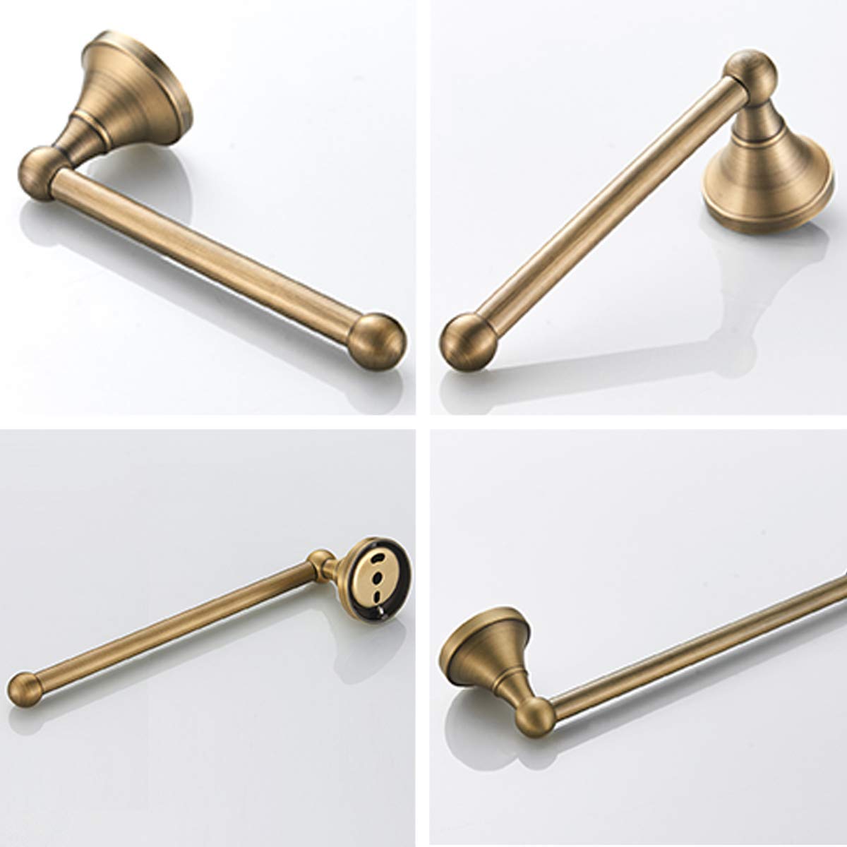 Flybath 2pc Bathroom Accessories Set - Towel Ring and Toilet Paper Holder Antique Brass Wall Mounted  Brushed Bronze
