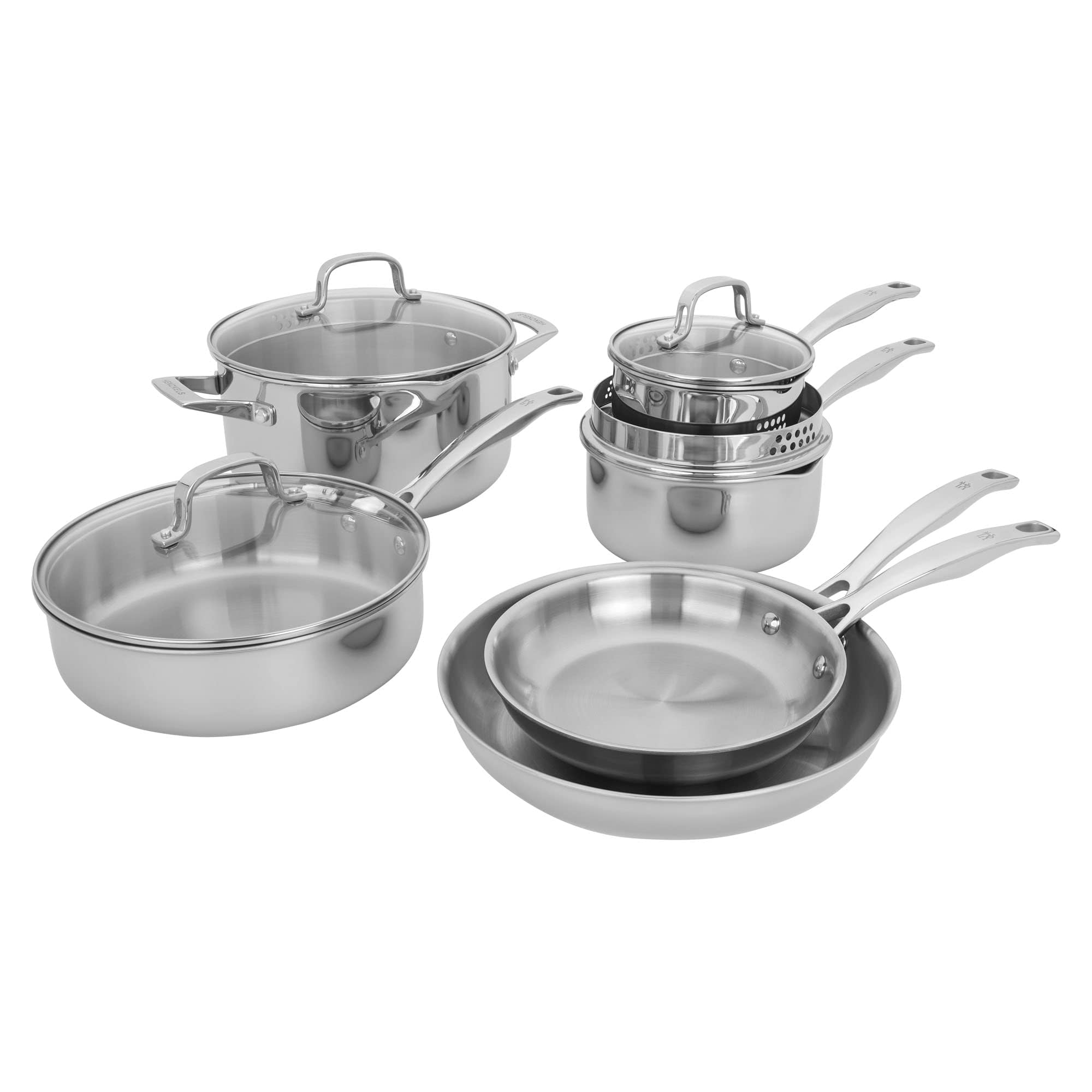 Henckels Clad H3 10Pc Stainless Steel Cookware Set, Oven Safe Up To 500F