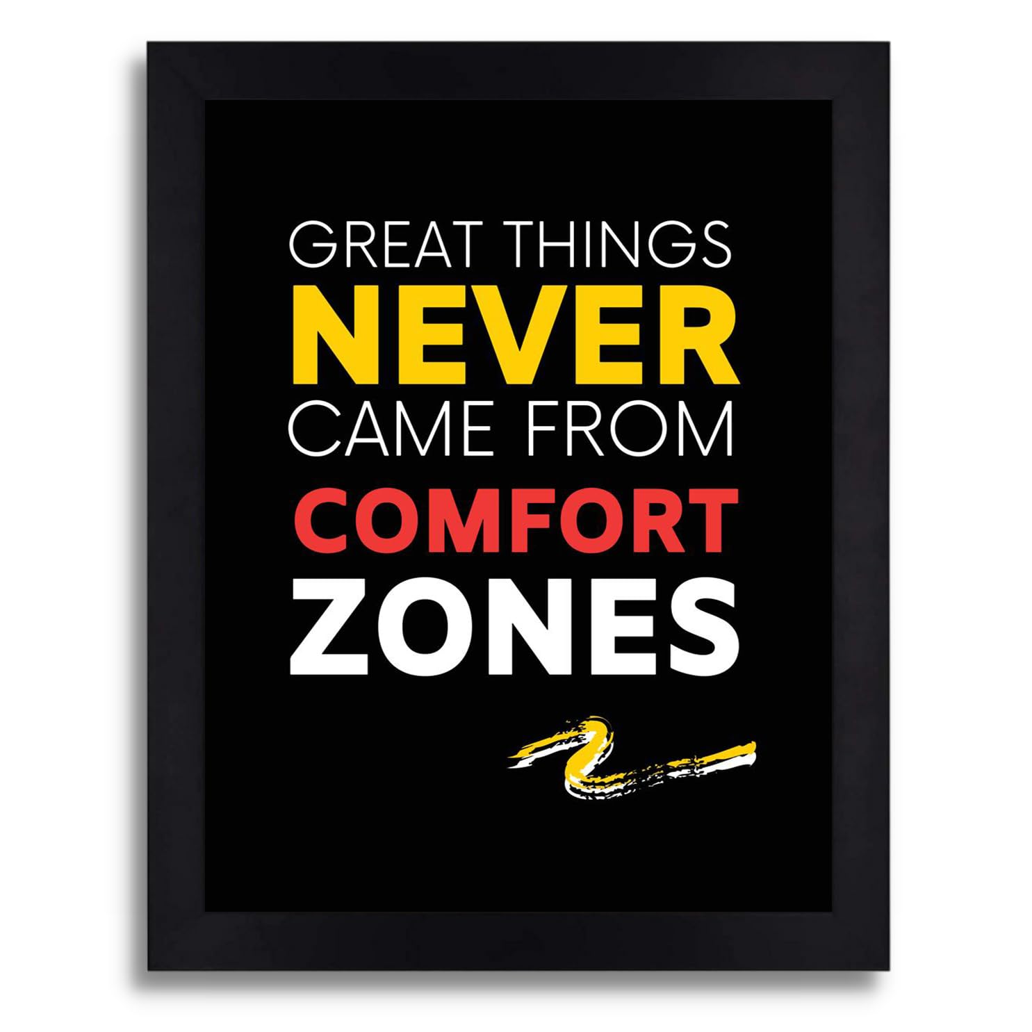 Interio Crafts Great Things Never Come From Comfort Zones Motivational Framed Poster - Synthetic Wood - Black Frame - 13 X 10 In