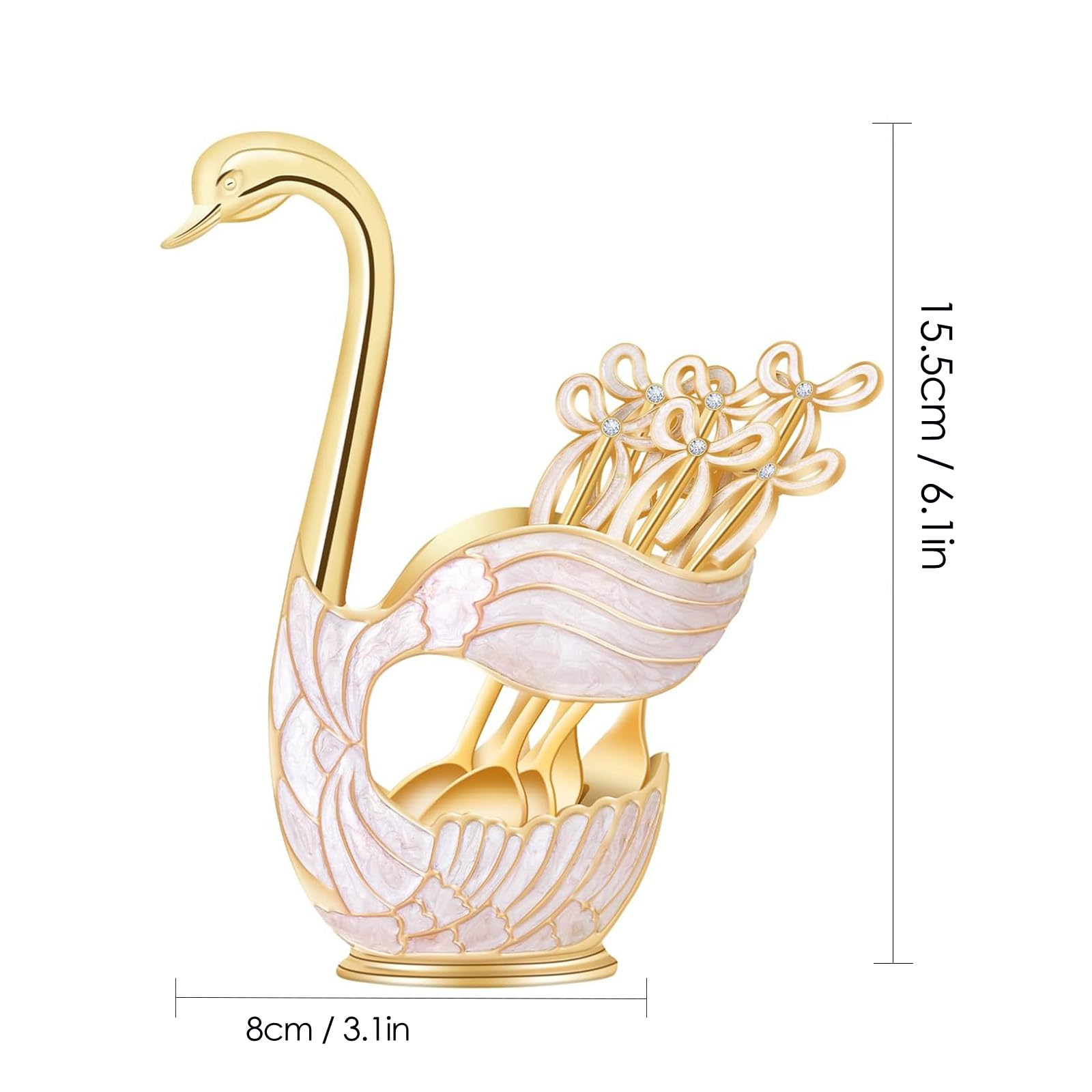 Cairiac Coffee Dessert Spoon Set, Swan Base Holder Spoon, 6-Piece Dessert Spoon Set, For Coffee, Fruits, Desserts, Exquisite Sma