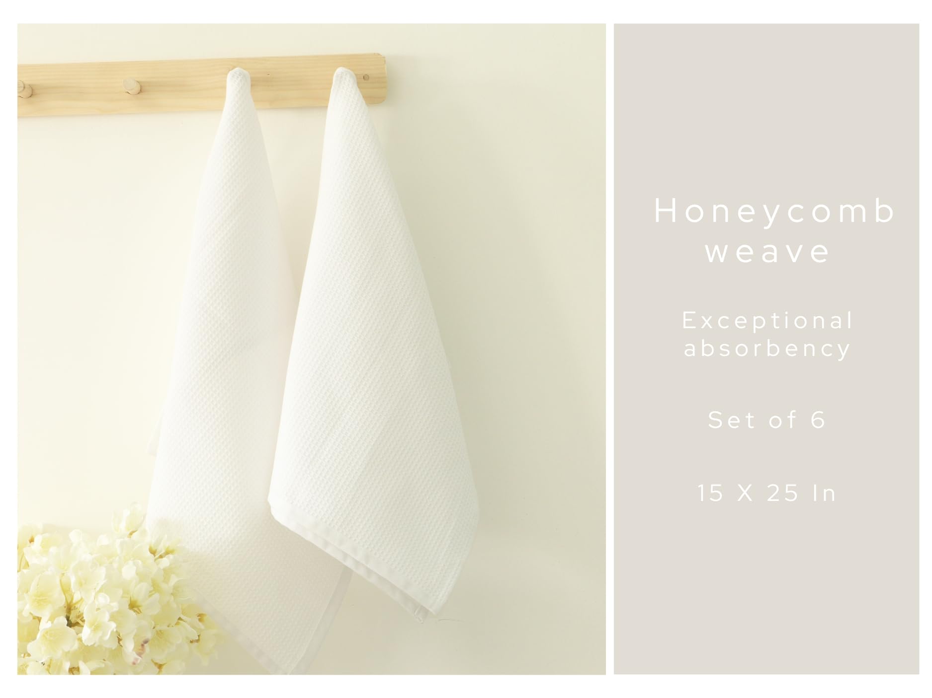 PurpleEssences Waffle Weave Kitchen Towel, 100% Cotton - 15 x 25 Inches, with Hanging Loop Ultra Soft Absorbent Quick Drying Dis