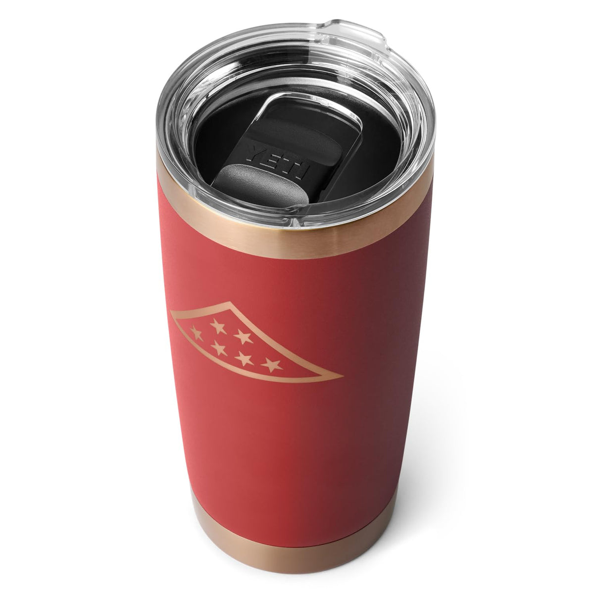 Yeti Rambler 20 Oz Tumbler, Stainless Steel, Vacuum Insulated With Magslider Lid, Folds Of Honor - Brick Red