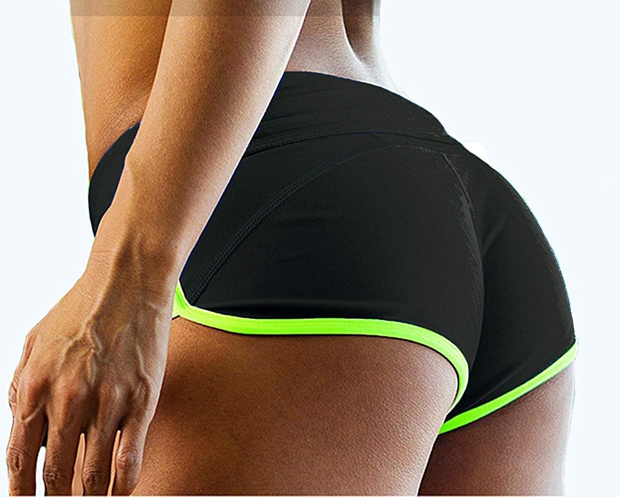 Kipro Casual Comfy Cotton Shorts Blackfluorescent Green, X-Small