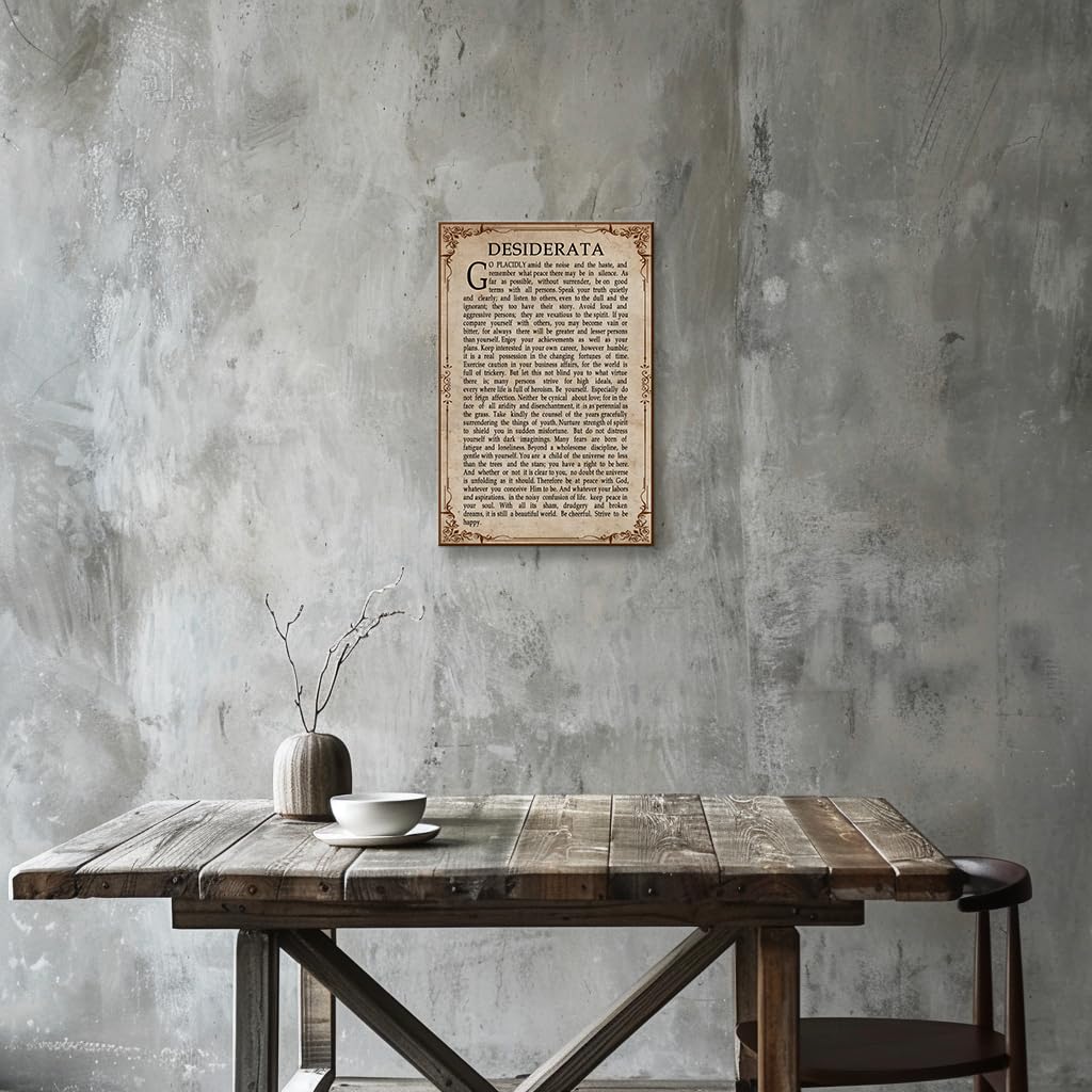 Wallpicss Desiderata Poem Framed Wall Art Canvas Painting Inspirational Quote Posters Vintage Prints Desiderata Wall Art Poetry