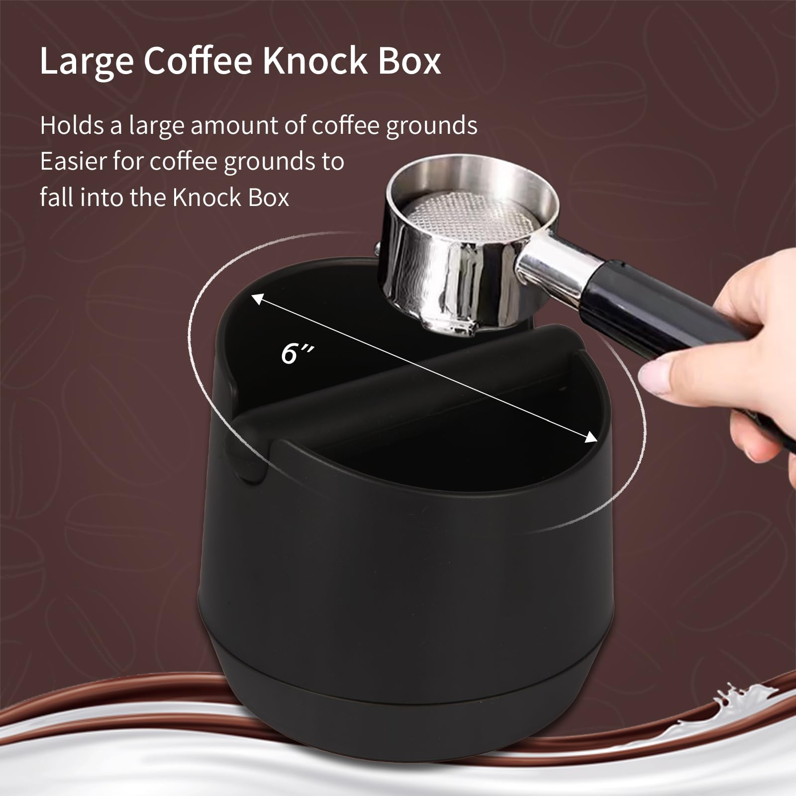 Iaosen Knock Box 6 Inch Espresso Knock Box Shock-Absorbent Knock Box Espresso With Removable Knock Bar And Non-Slip Base Espress