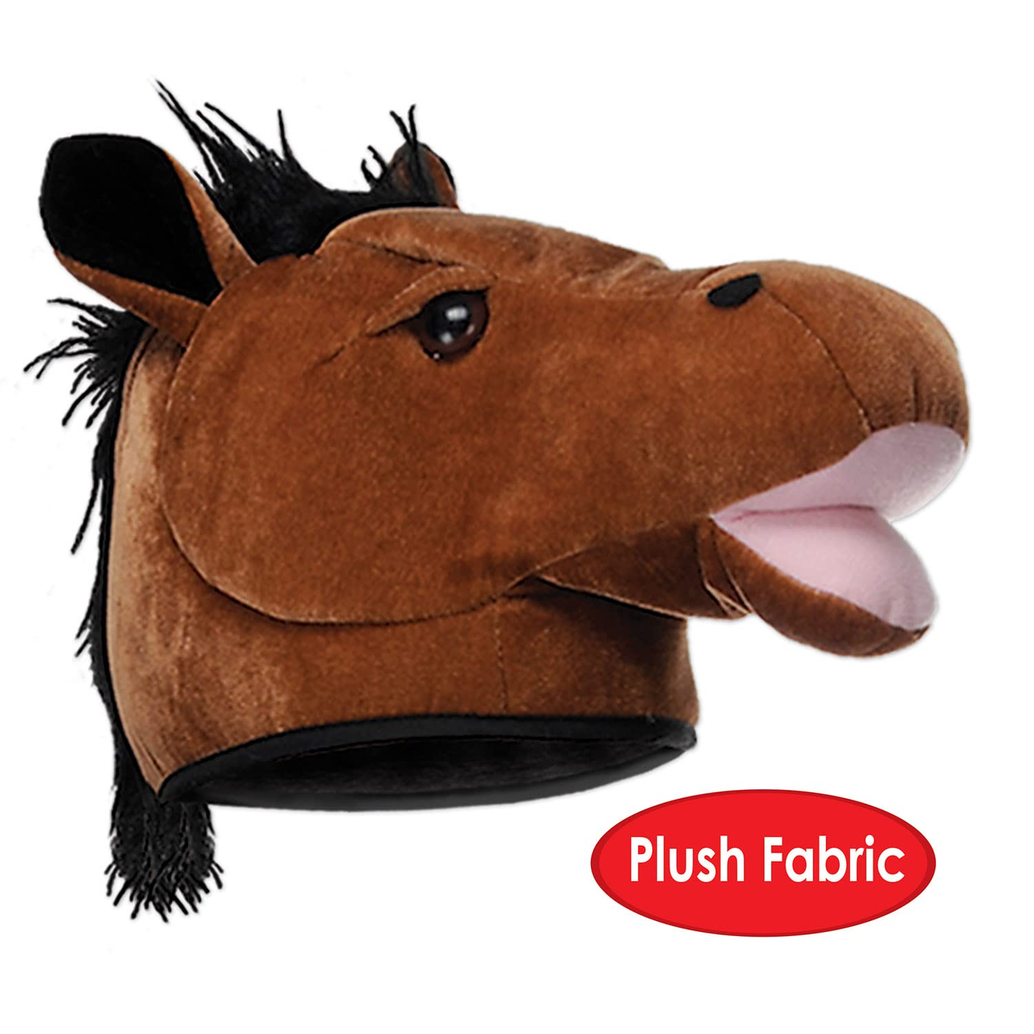 Beistle Unisex Plush Horse Head Hats, 3 Pieces - Western Costume Accessories, Farm Themed Party Supplies, Crazy Animal Headwear,
