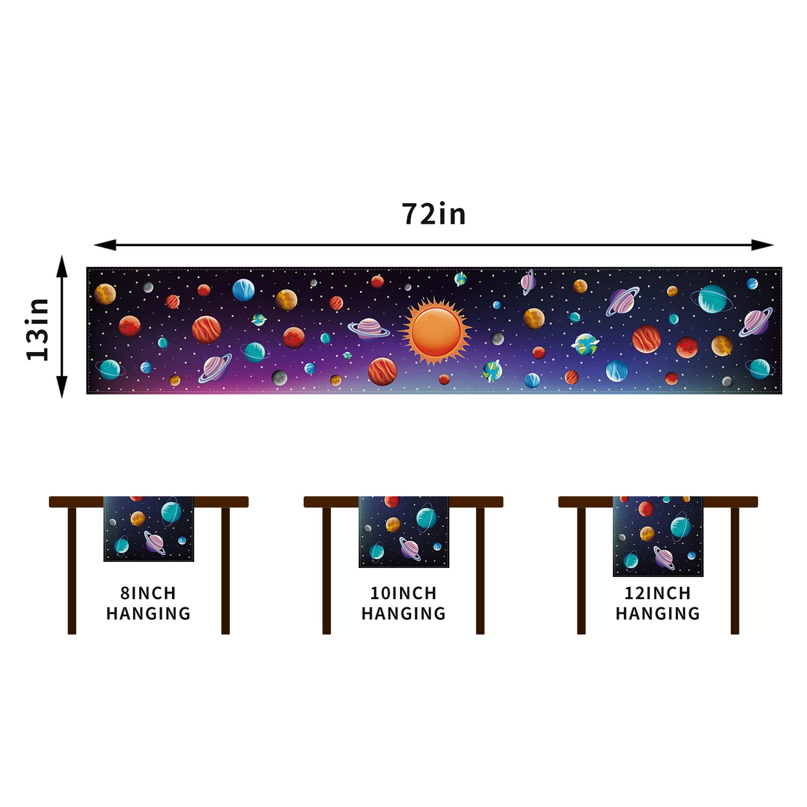 Linen Space Table Runner Glitter Solar System Planets Tablecloth Galaxy Stars Starry Night Home Kitchen Table Decorations And Su