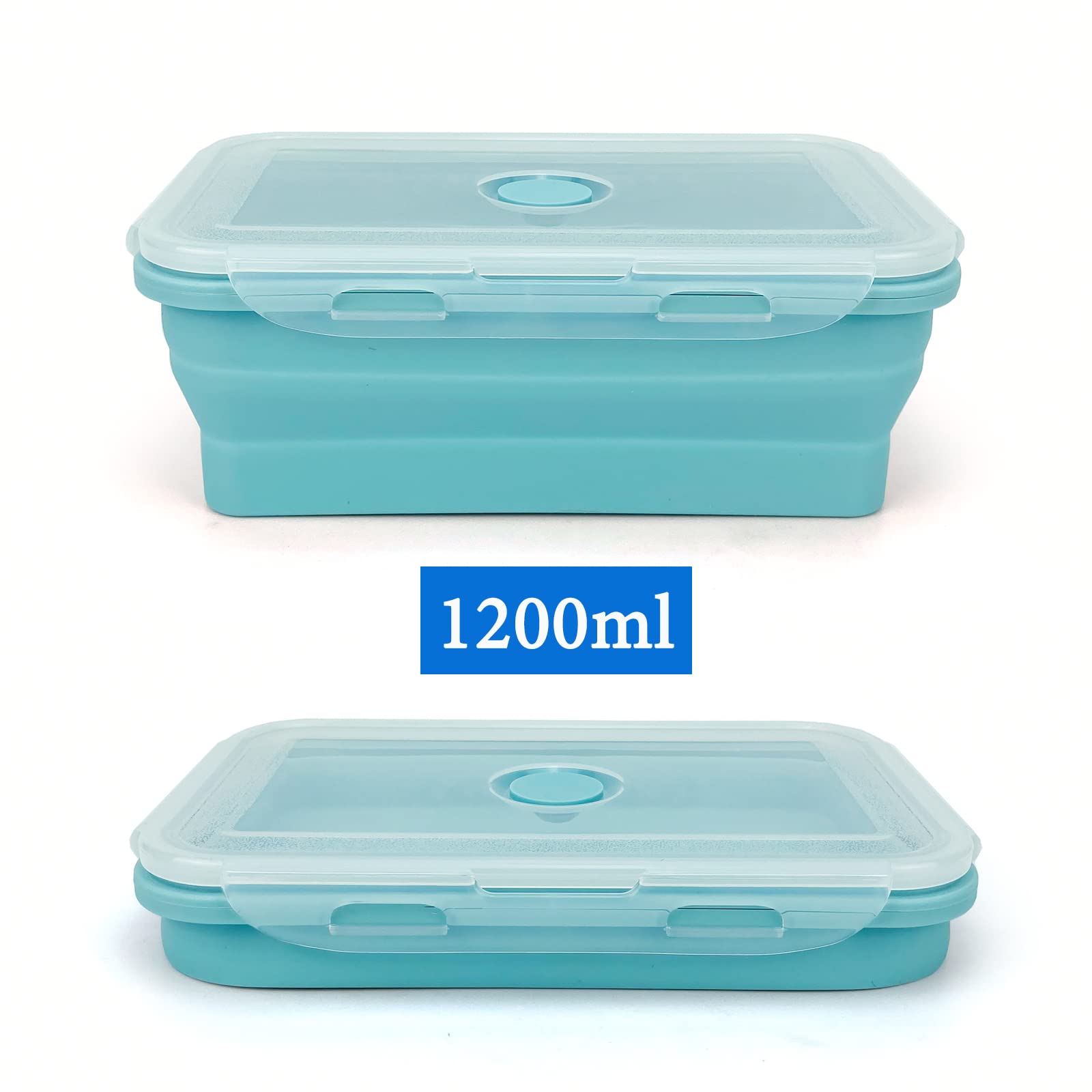 Lunbengo 4Pack Collapsible Reusable Lunch Containers, 350Ml-500Ml-800Ml-1200Ml, Silicone Food Storage Containers With Lids, Food