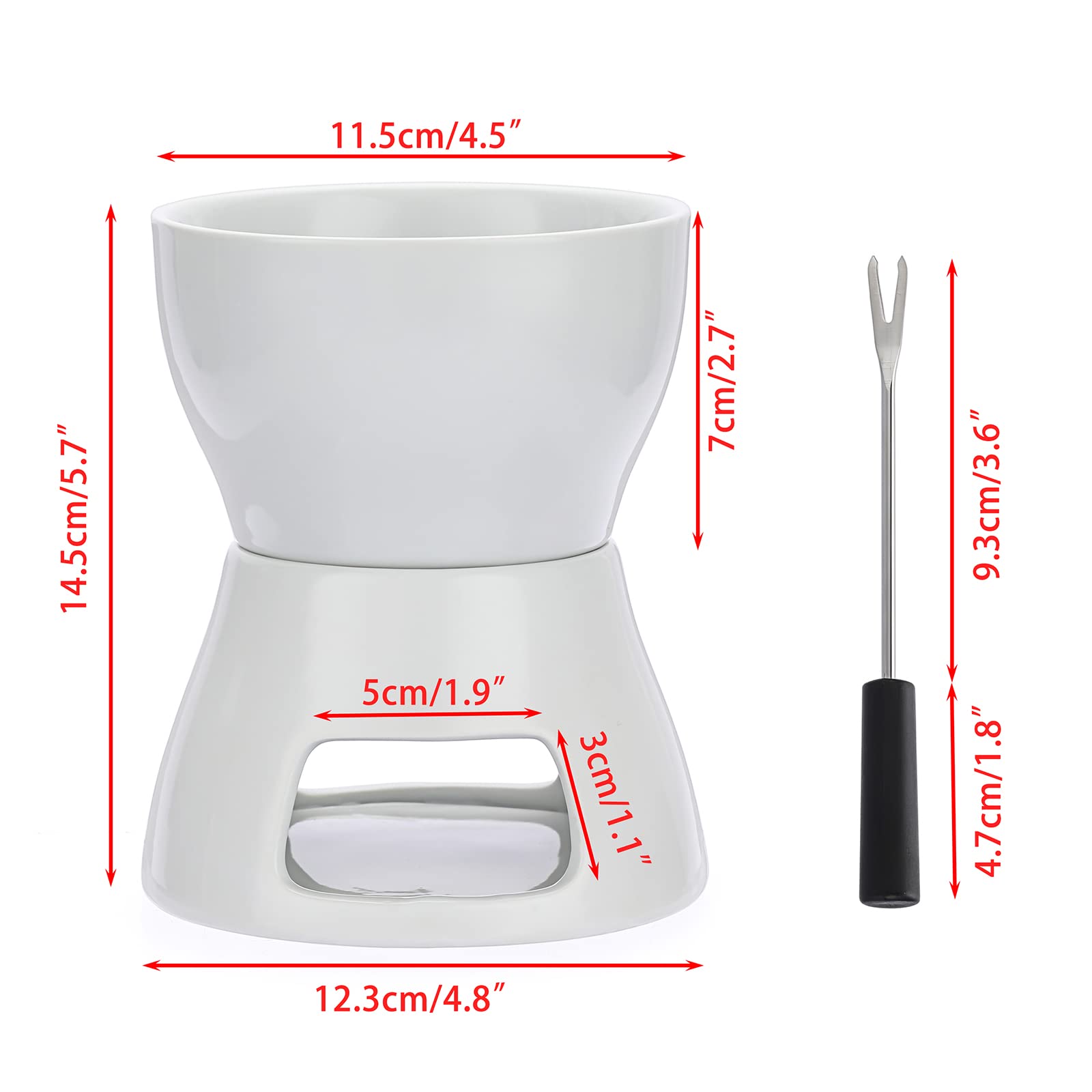 Bstkey 400Ml Ceramic Butter Warmer Set With 4 Forks, Fondue Pot Melting Pot Set, Melt Hot Pot Bowl Set For Cheese Chocolate Butt