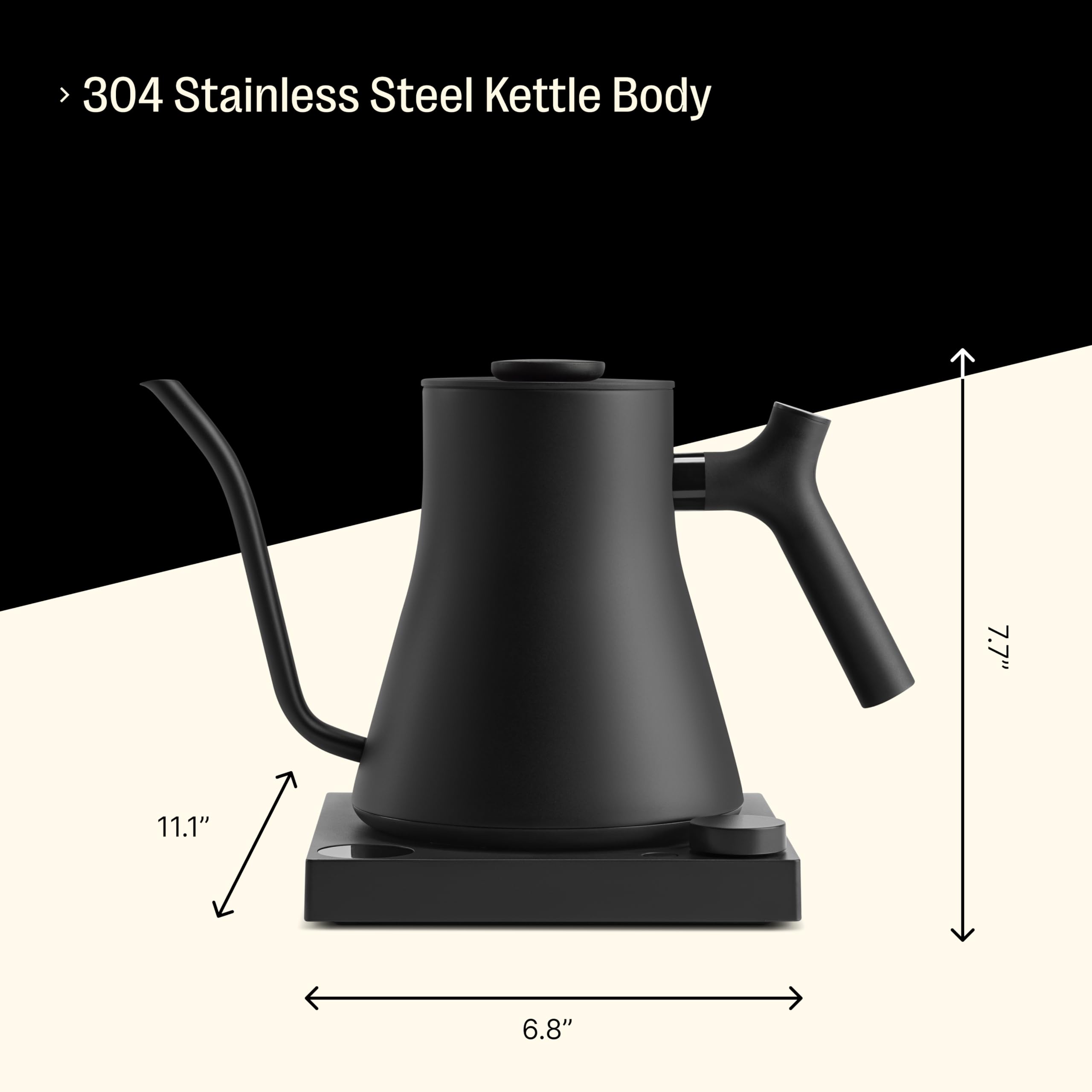Fellow Stagg EKG Pro Electric Gooseneck Kettle - Pour-Over Coffee and Tea Pot  Stainless Steel  Quick Heating  Matte Black  0.9 Liter