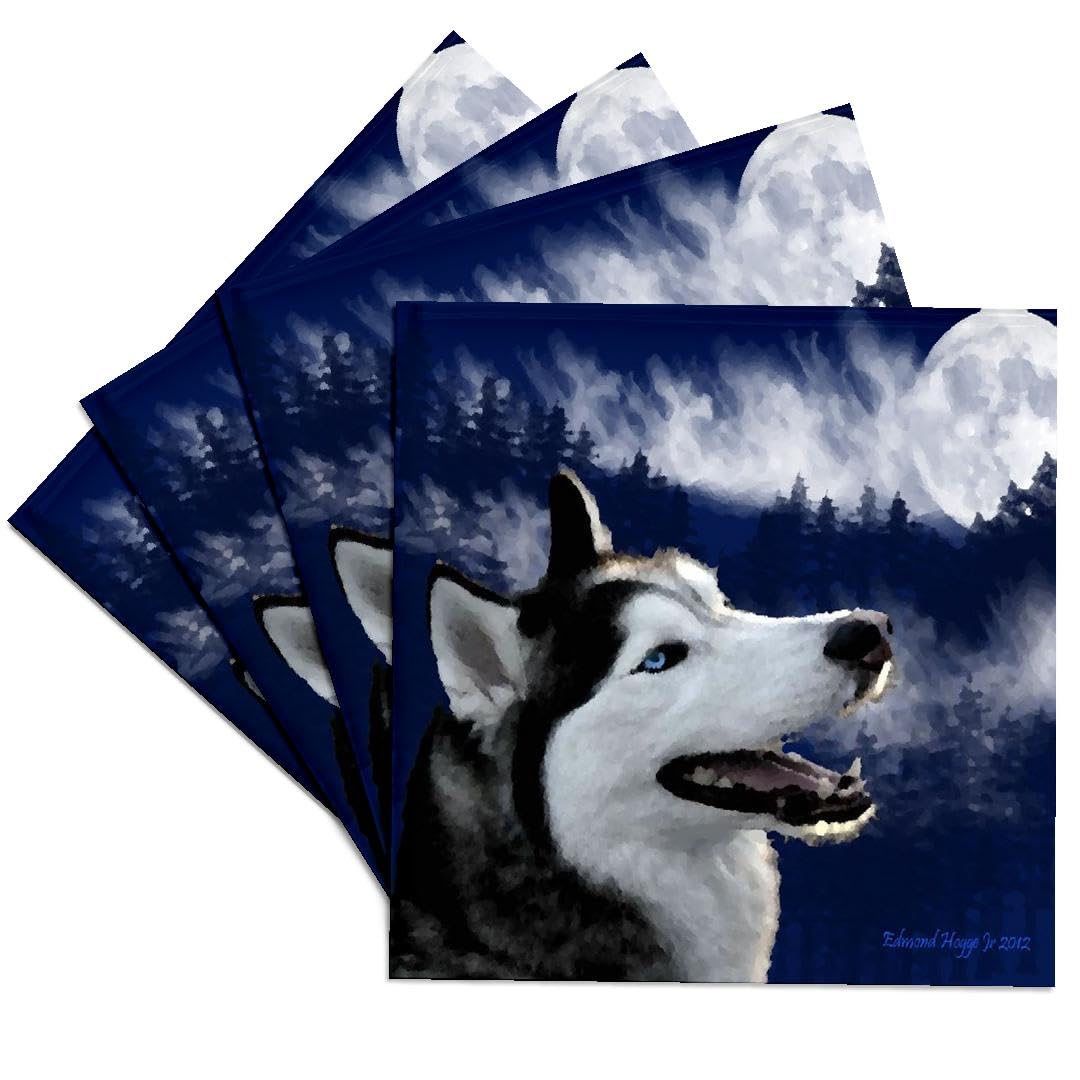 3dRose Blue Eyed Alaskan Husky - Ceramic Tile Coasters, Set of 4 (CST_13656_3)