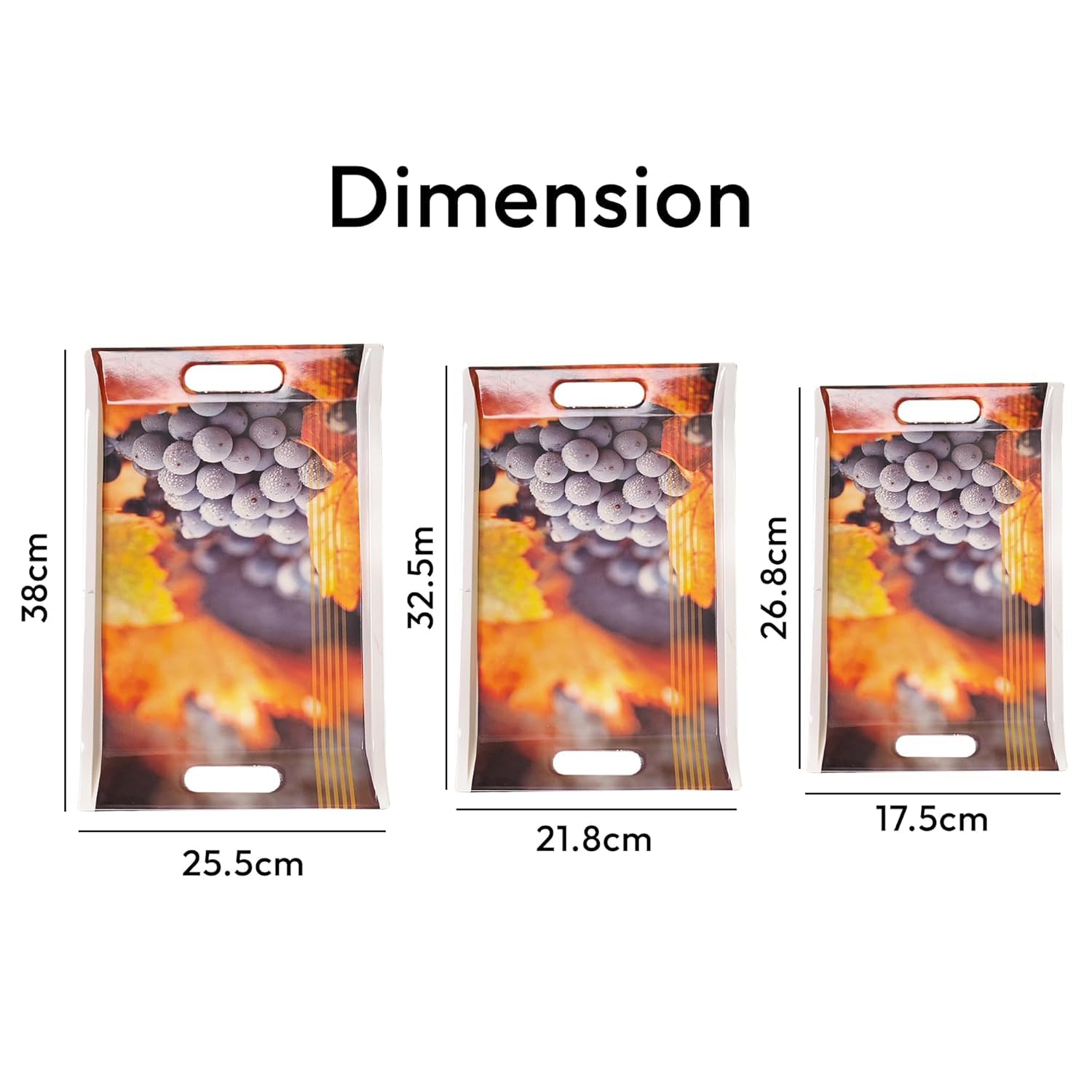 FEDOY Melamine Villori Series Serving Tray (Small, Medium and Large Size, Multicolor) - Set of 3