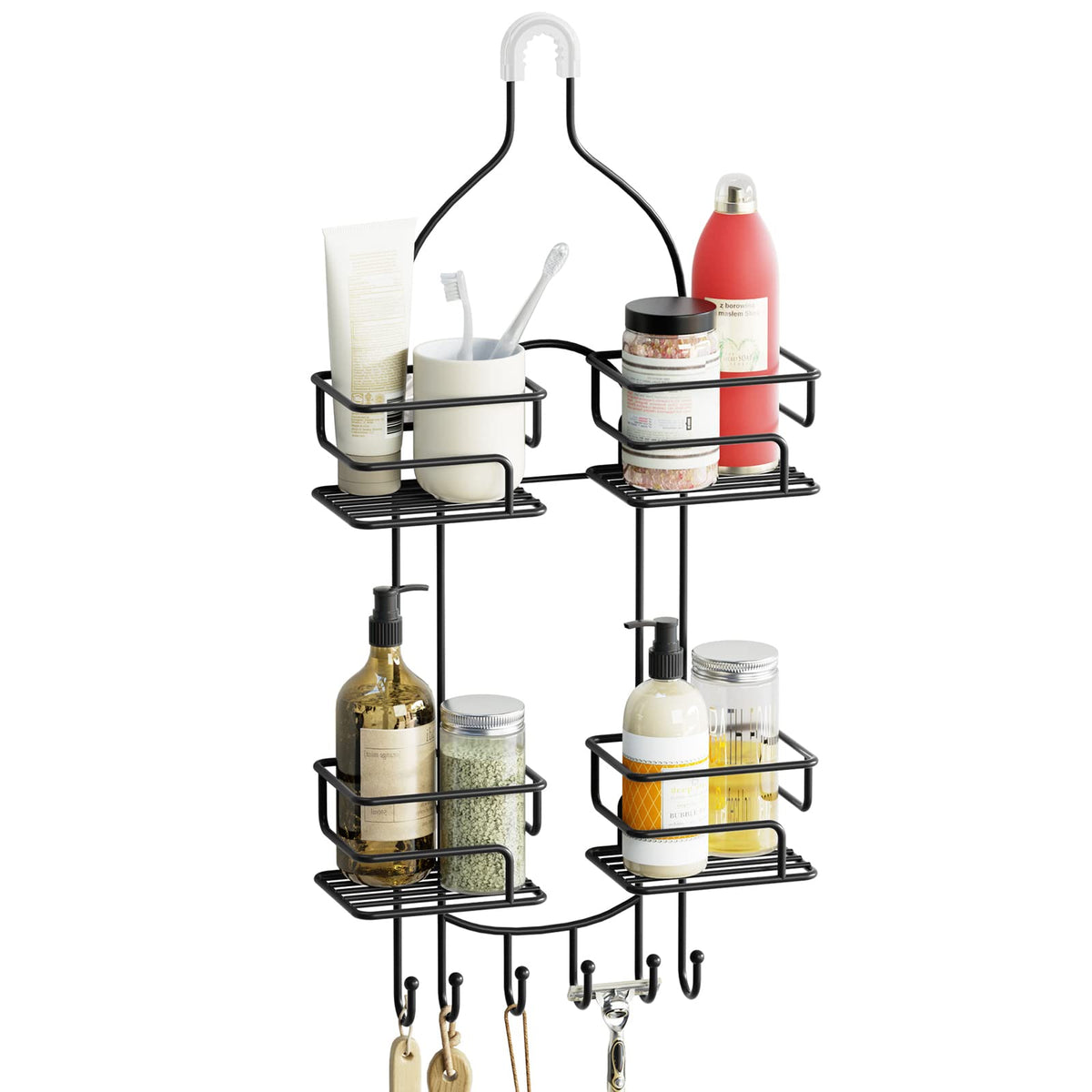 Sriwatana Shower Caddy Hanging, Bathroom Shower Organizer, No Drilling Shower Shelves Over Shower Head, Bath Shower Rack Holder