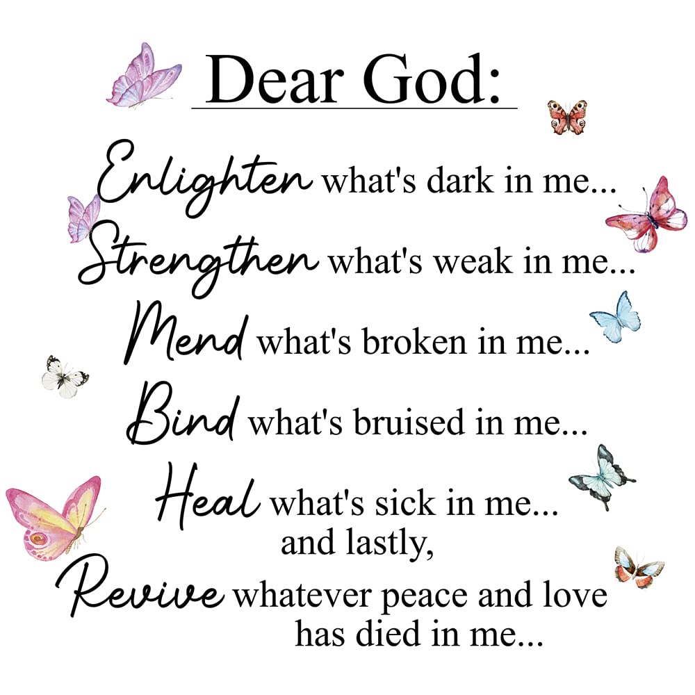 Inspirational Quotes Vinyl Wall Decal Stickers Dear God Enlighten What'S Dark In Me, For Bedroom, Living Room, Motivational Upli