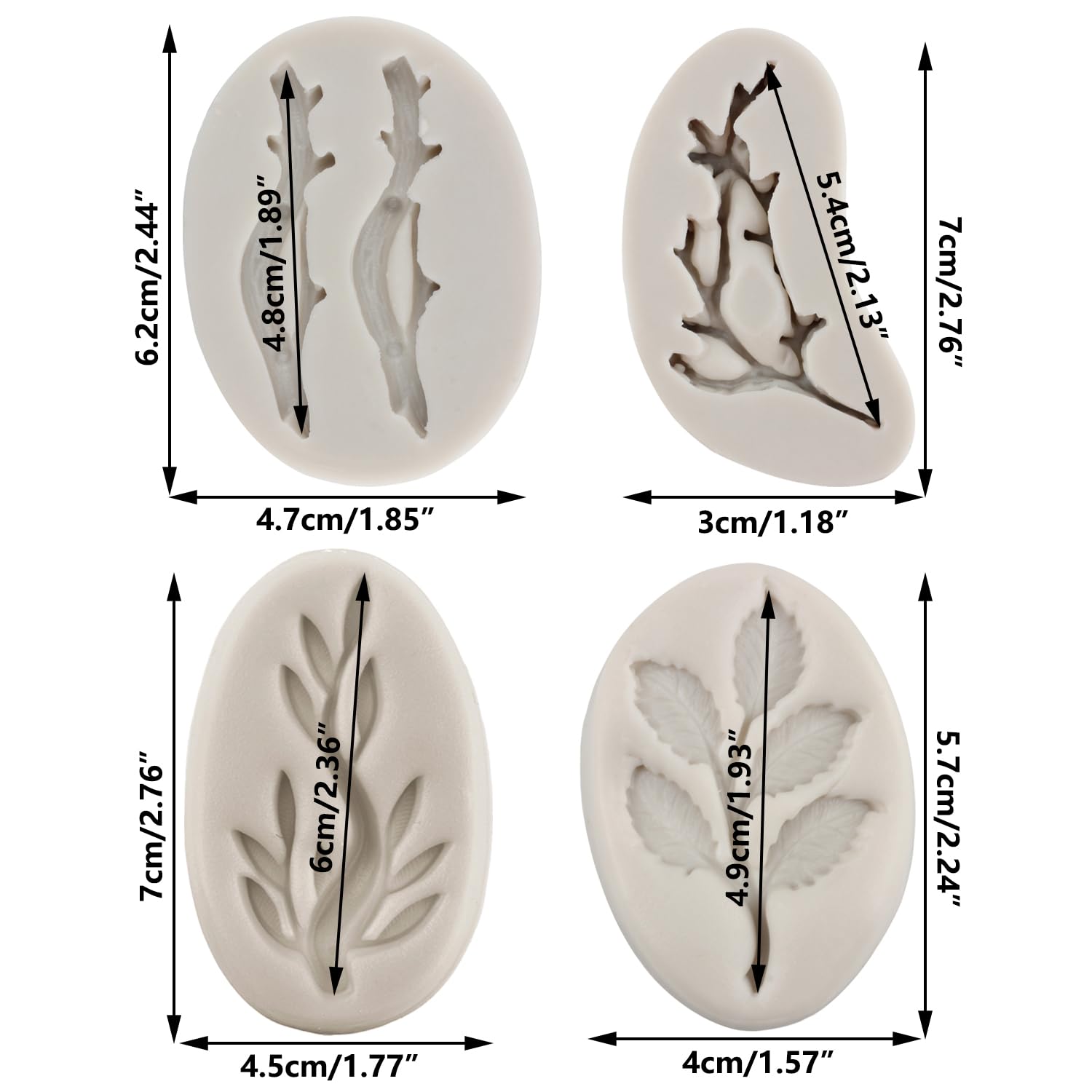 Minfeidms Tree Branch Silicone Mold Twig Branch Leaves Fondant Molds For Cake Decorating Cupcake Topper Chocolate Candy Gum Past