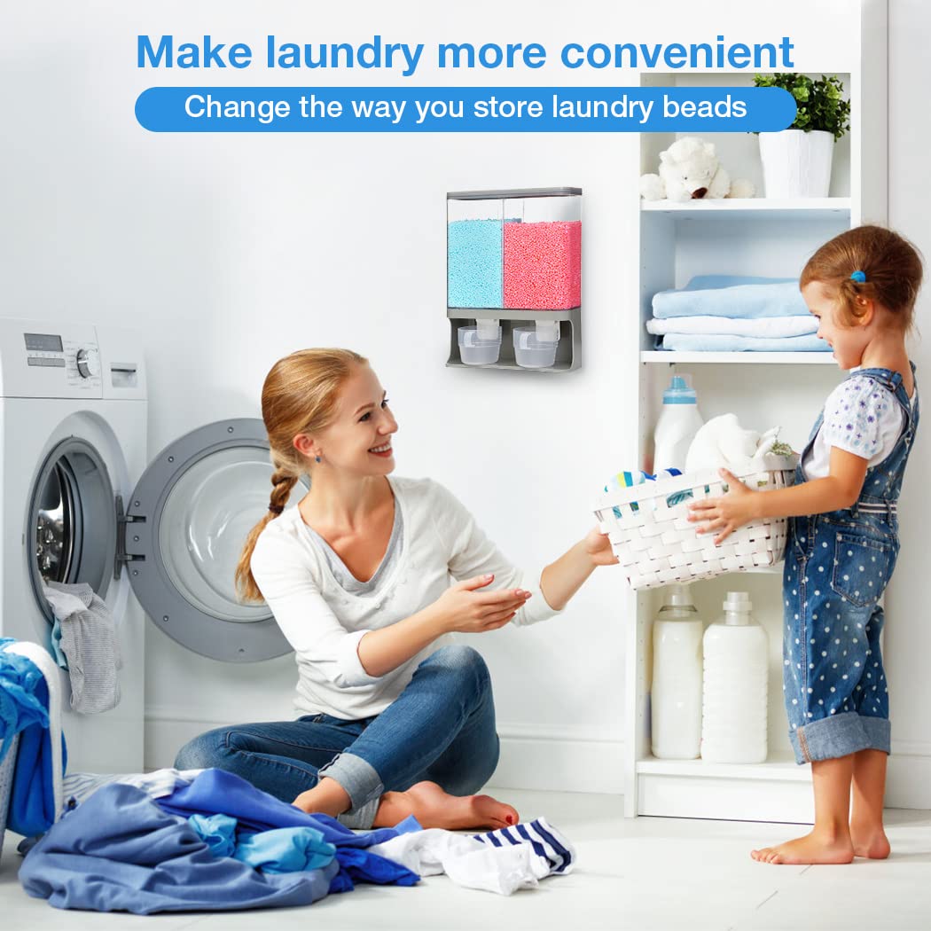 Laundry Detergent Dispenser, Conworld Wall-Mounted Scent Booster Beads Dispenser For Laundry Room Organization And Storage, Rice