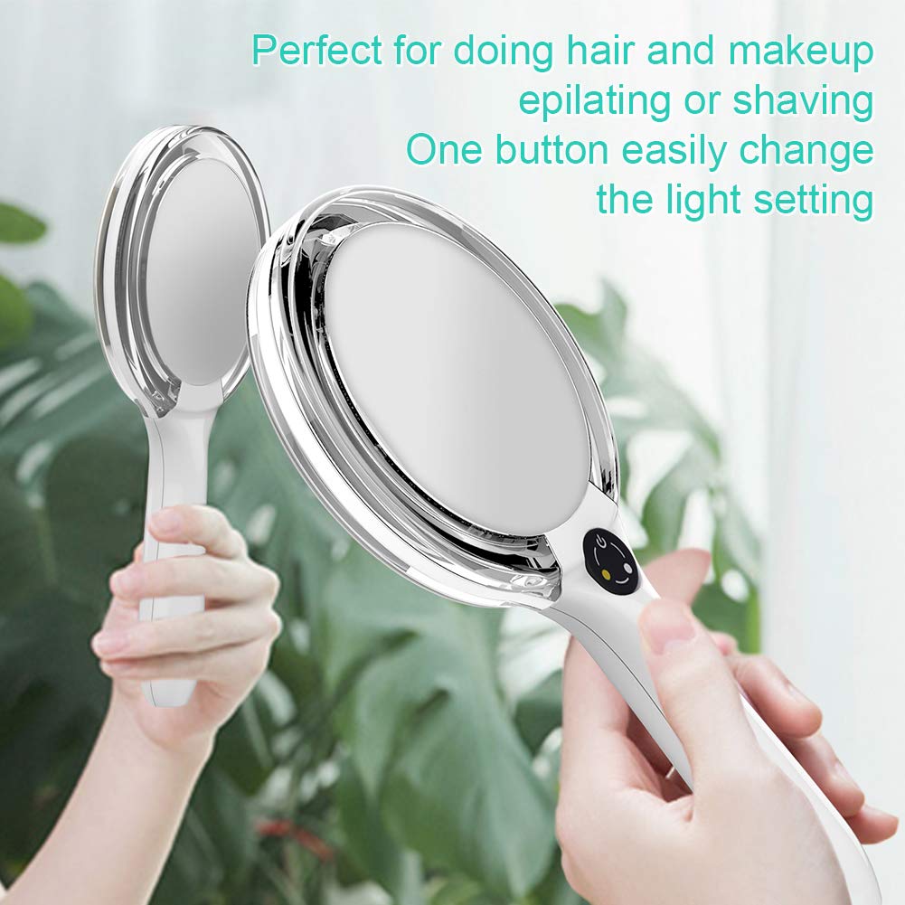 Biomax Starlite Handheld Rechargeable Lighted Makeup Mirror With Stand, 1X/5X Magnification, Dual Sided & Vanity Mirror With Bri