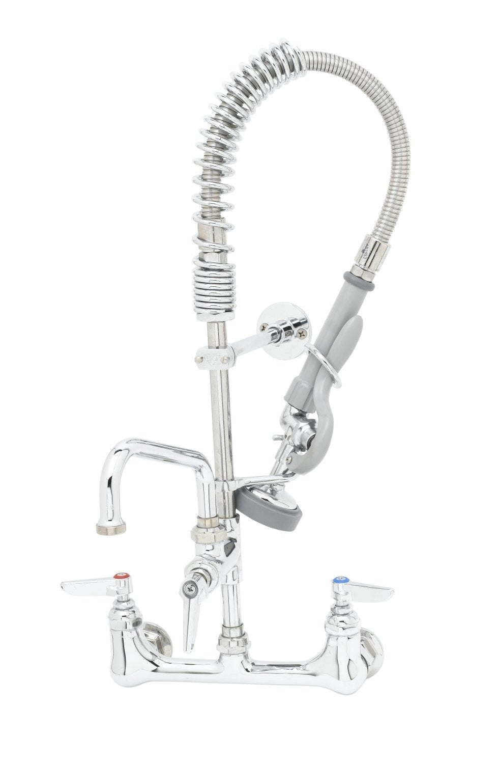 T&S Brass MPZ-8WLN-08 8-Inch Wall Mount Base with B-0107, 8-Inch Swing Nozzle, Lever Handles and Wall Bracket