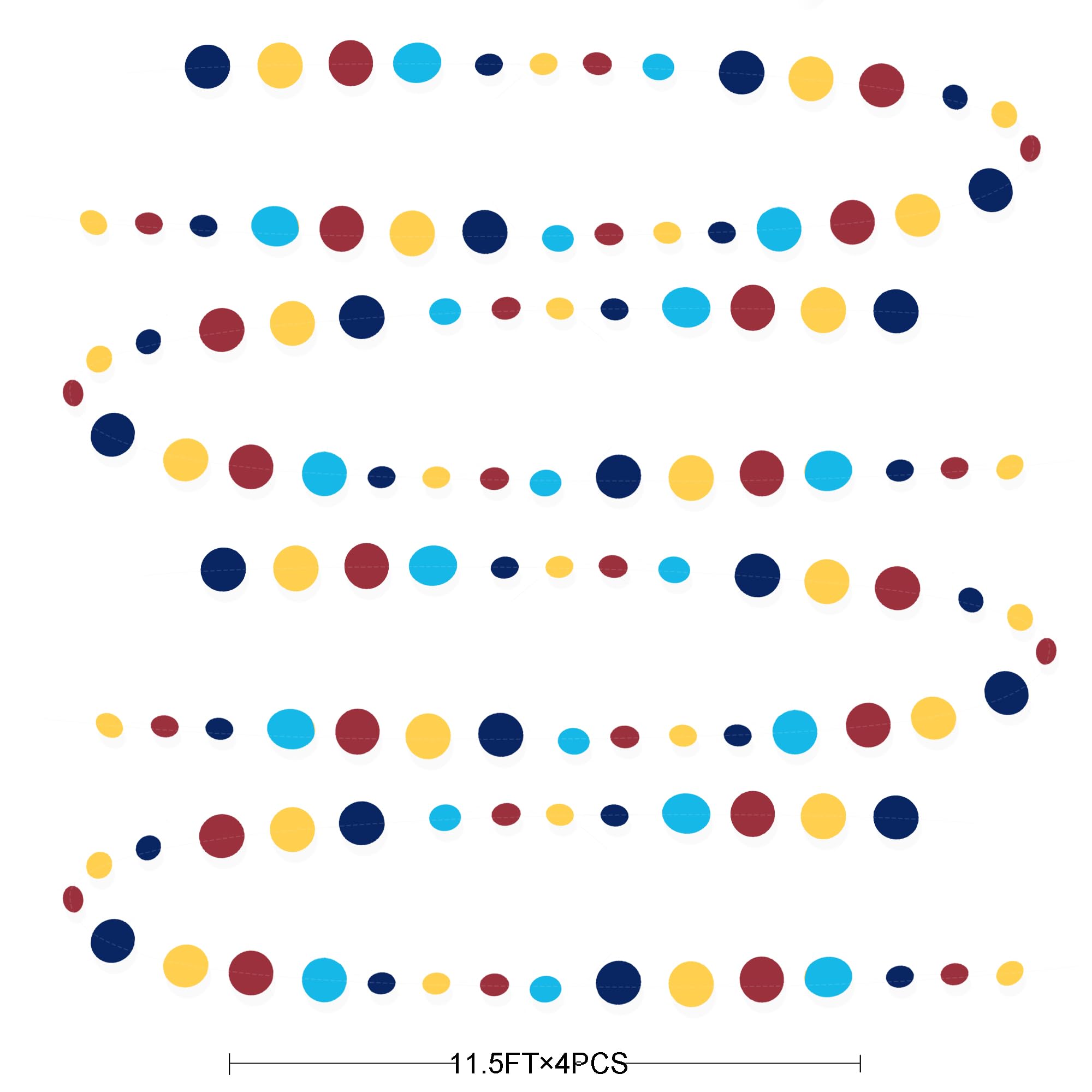Red Blue Yellow Party Decorations Circle Dots Garland Hanging Paper Polka Dot Streamer For Carnival Circus Clown Fiesta Festival