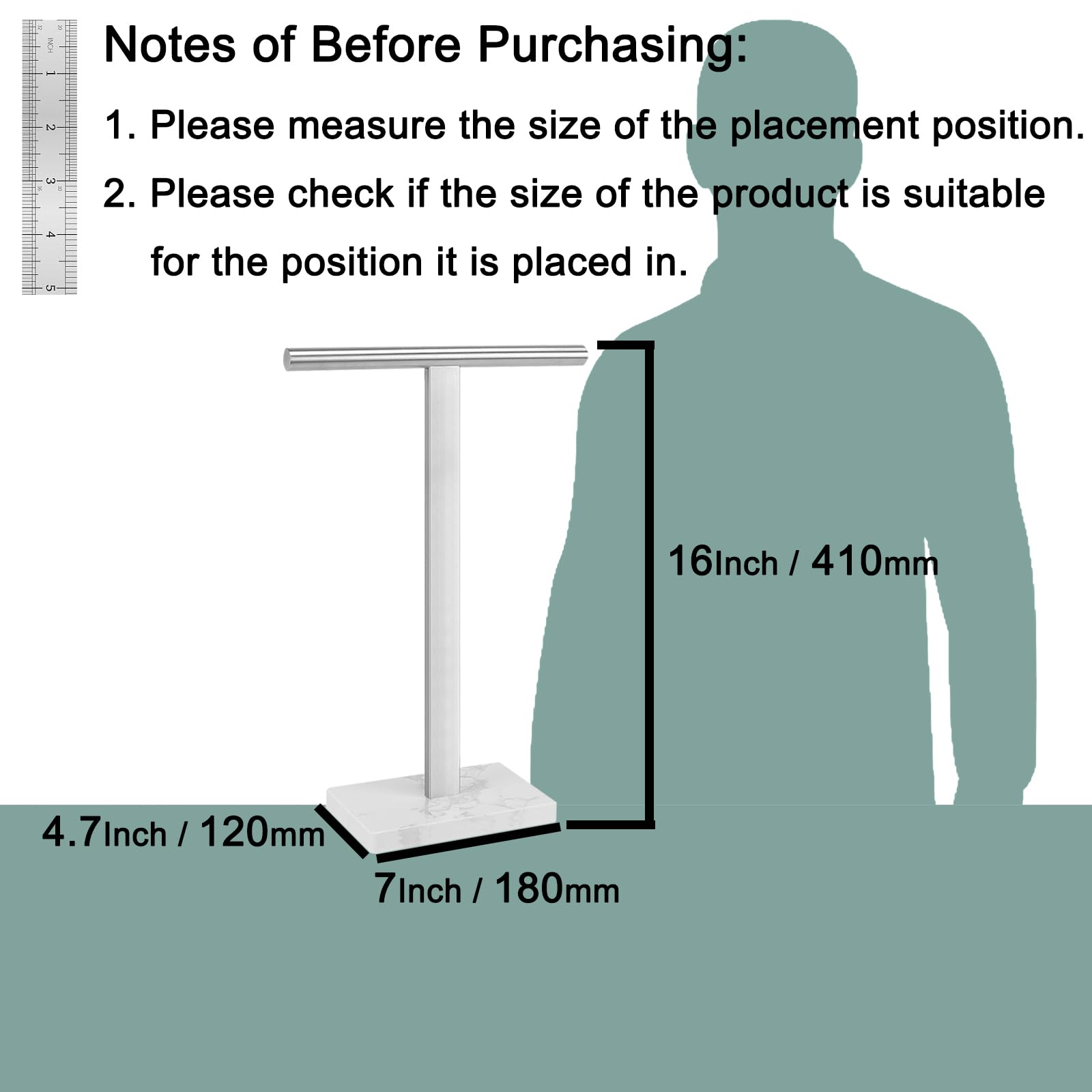 Bathace Hand Towel Holder, T-Shape Hand Towel Stand For Bathroom, Stand Hand Towel Rack Free-Standing Towel Bar For Bathroom Kit