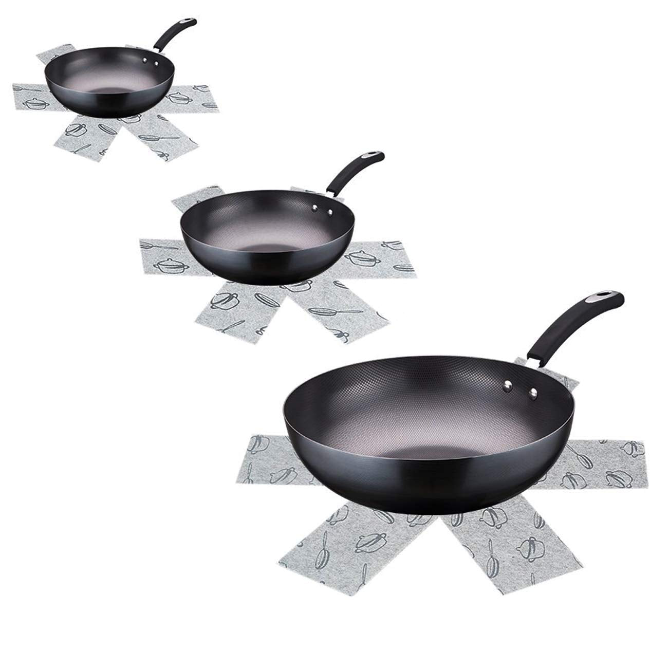 Acronde 12Pcs Pot & Pan Protectors Cookware Protector Set Divider Pads To Prevent Scratching, Separate And Marring, 3 Sizes-15/1