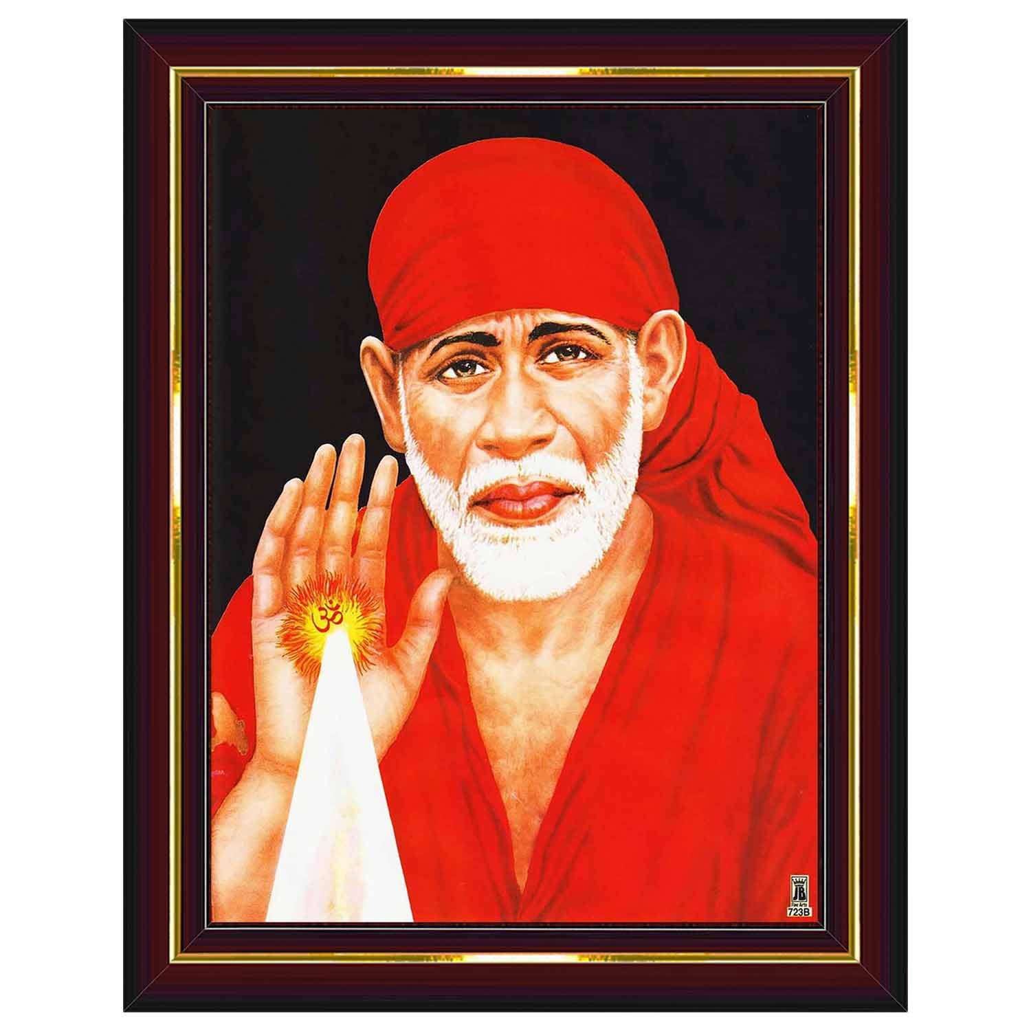 Pavan Photo Laminations Saibaba Sai Baba Shirdi Sainath Wall Painting Framed Home Decor (Wood,Matte,Brown,Big Size,10 X 12 Inch)
