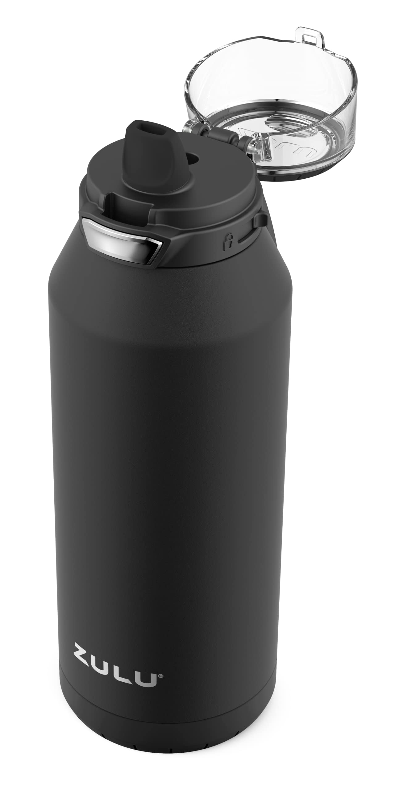 Zulu Swift Stainless Steel Vacuum Insulated Water Bottle With Covered Silicone Straw, 32Oz (Black)