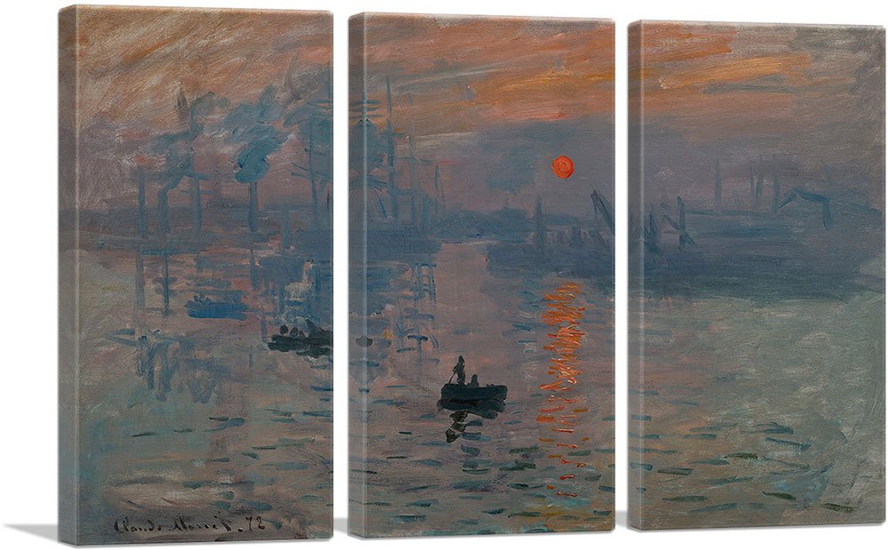 Artcanvas Impression Sunrise Canvas Art Print Stretched Framed Painting Picture Poster Giclee Wall Decor By Claude Monet - 90''