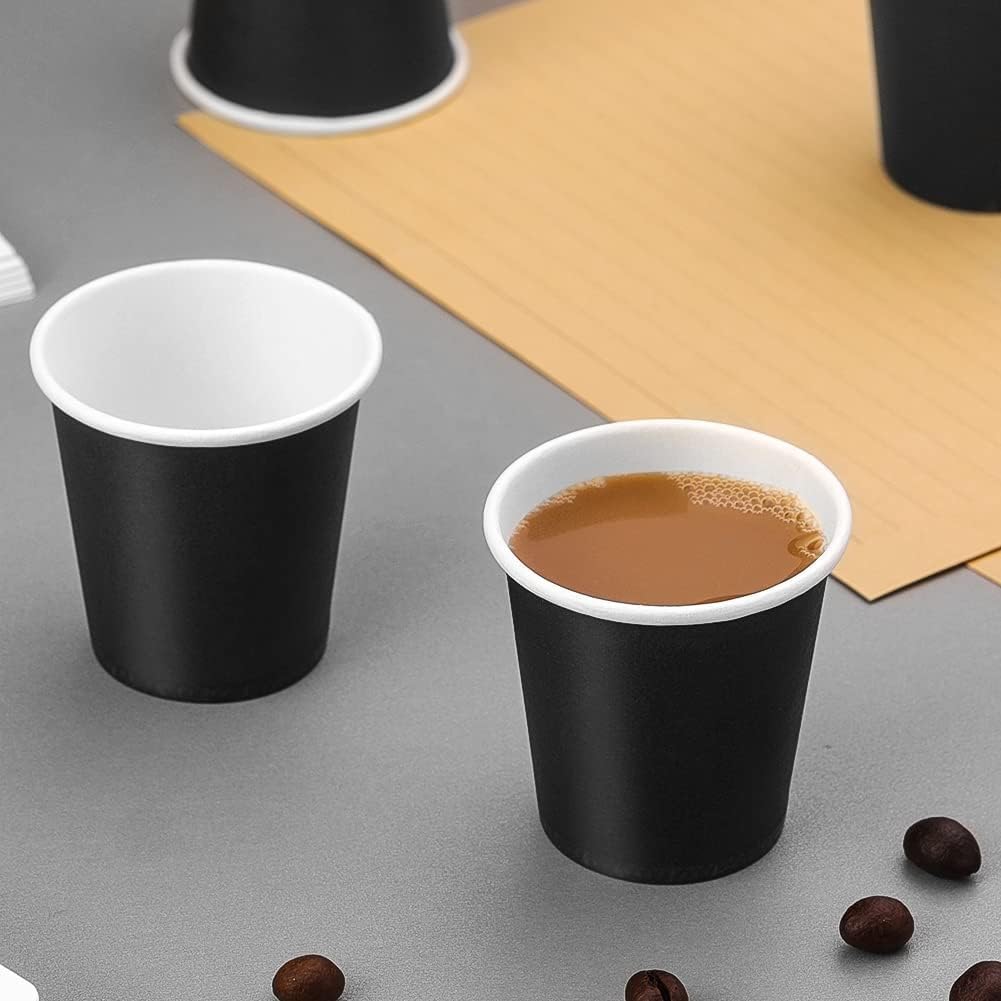 Huaiid 3 Oz 100 Packs Small Disposable Bathroom Mouthwash Cups Bathroom Paper Cups Espresso Paper Cups Small Paper Cups for Snack Bathroom Espresso Perfect for Home Condos Rvs Campers(Black)