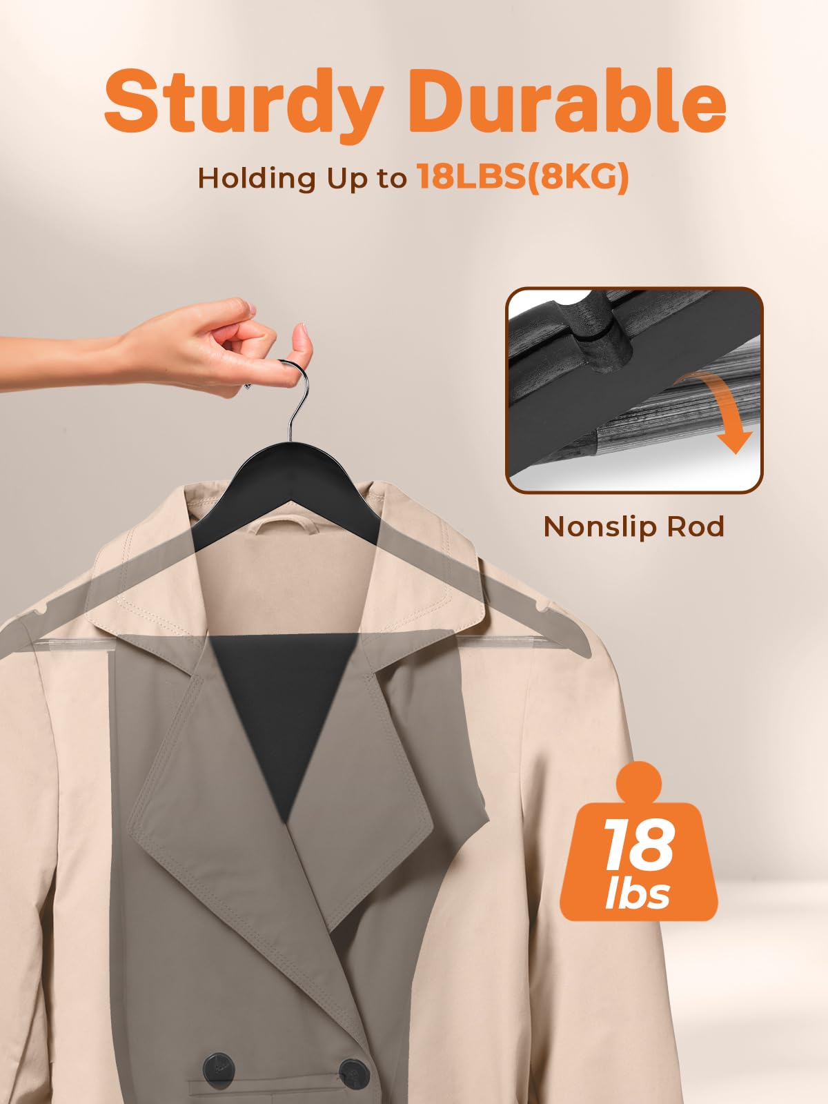 House Day Black Wooden Hangers 10 Pack Wood Clothes Hangers Smooth Finish Wooden Coat Hangers For Closet Heavy Duty Hangers Soli