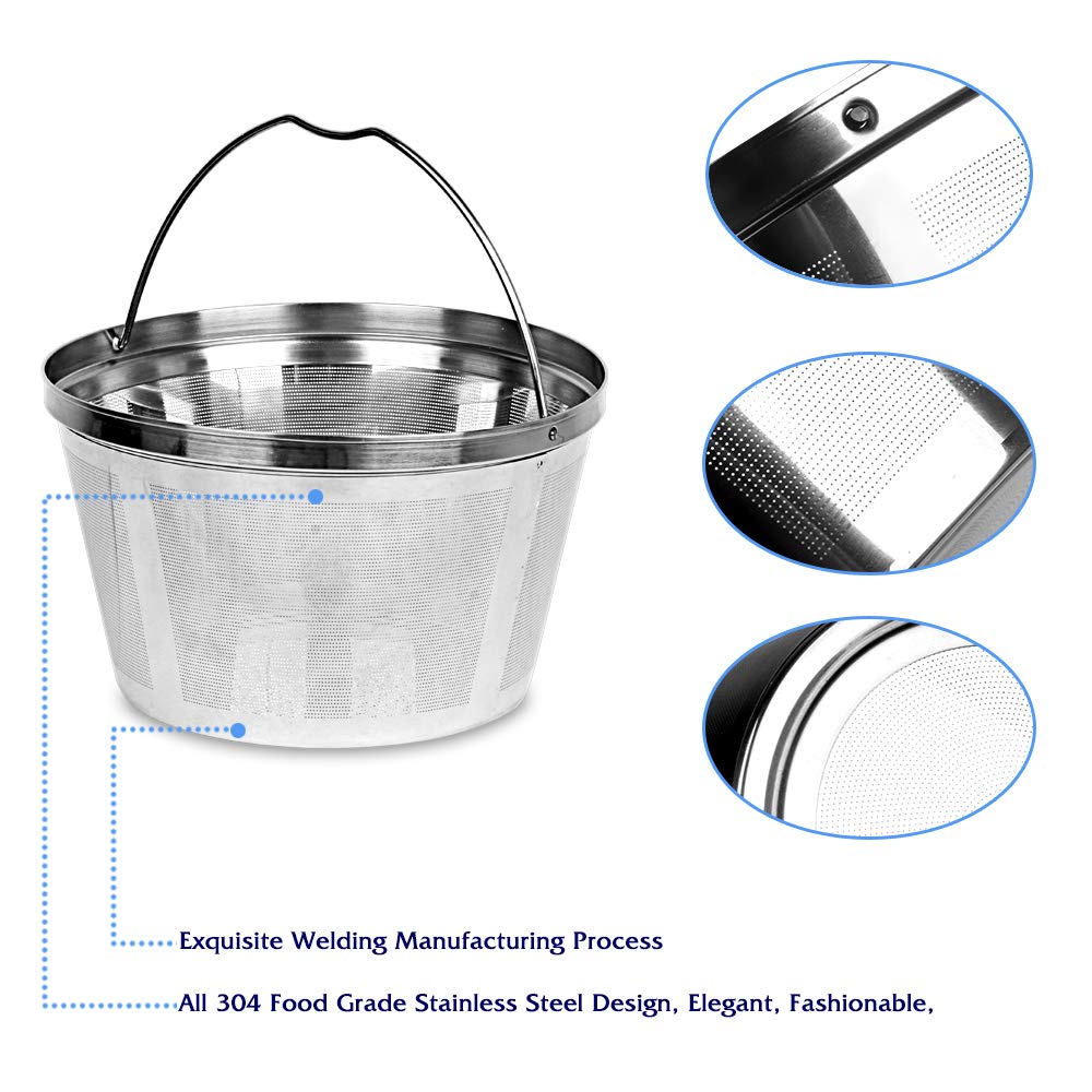 8-12 Cup Reusable Basket Permanent Coffee Filter  Perfect Fit 8-12 Cup Mr Coffee  Black & Decker  BUNN  Cuisinart and Hamilton Beach Basket-Style Coffee Maker Filters (Mr Coffee Filter 8~12 cup)