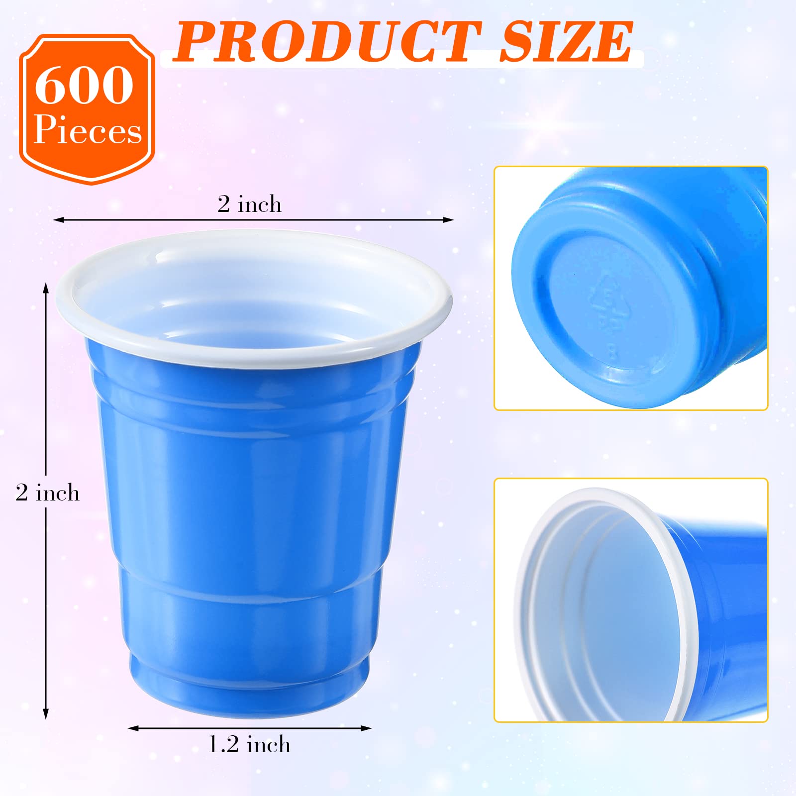 600 Pack 2 Oz Plastic Shot Glasses Disposable Plastic Shot Cups Mini Multicolor Party Cups for BBQ Christmas Party Tastings Sample Picnic Camping Daily Life Wedding  6 Colors