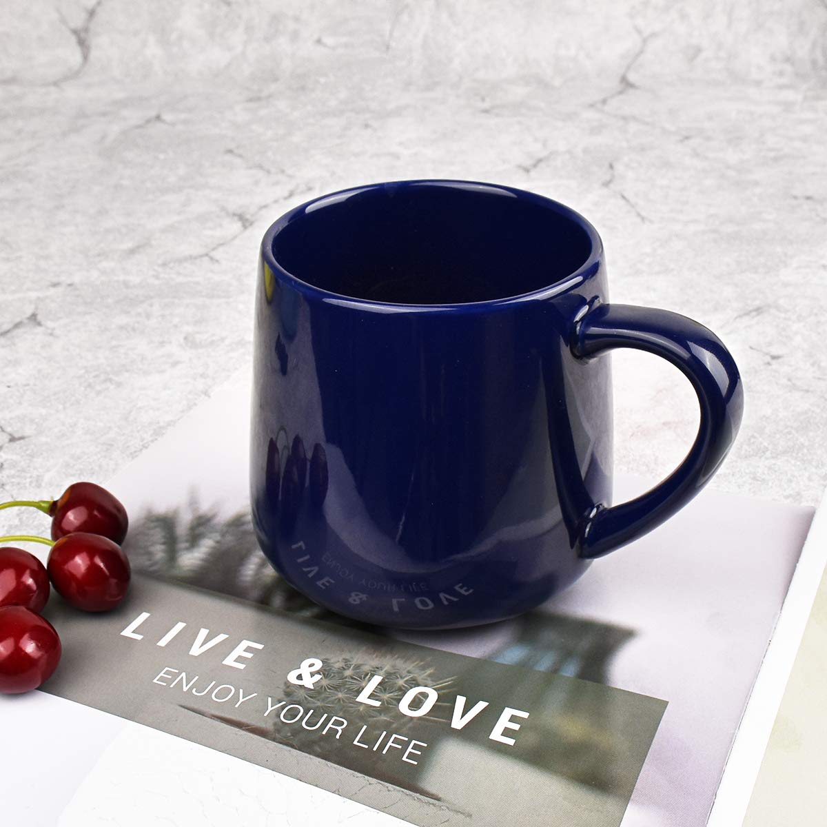 Bosmarlin Large Glossy Ceramic Coffee Mug, Tea Cup For Office And Home, 18 Oz, Suitable For Dishwasher And Microwave, 1 Pack (Ro