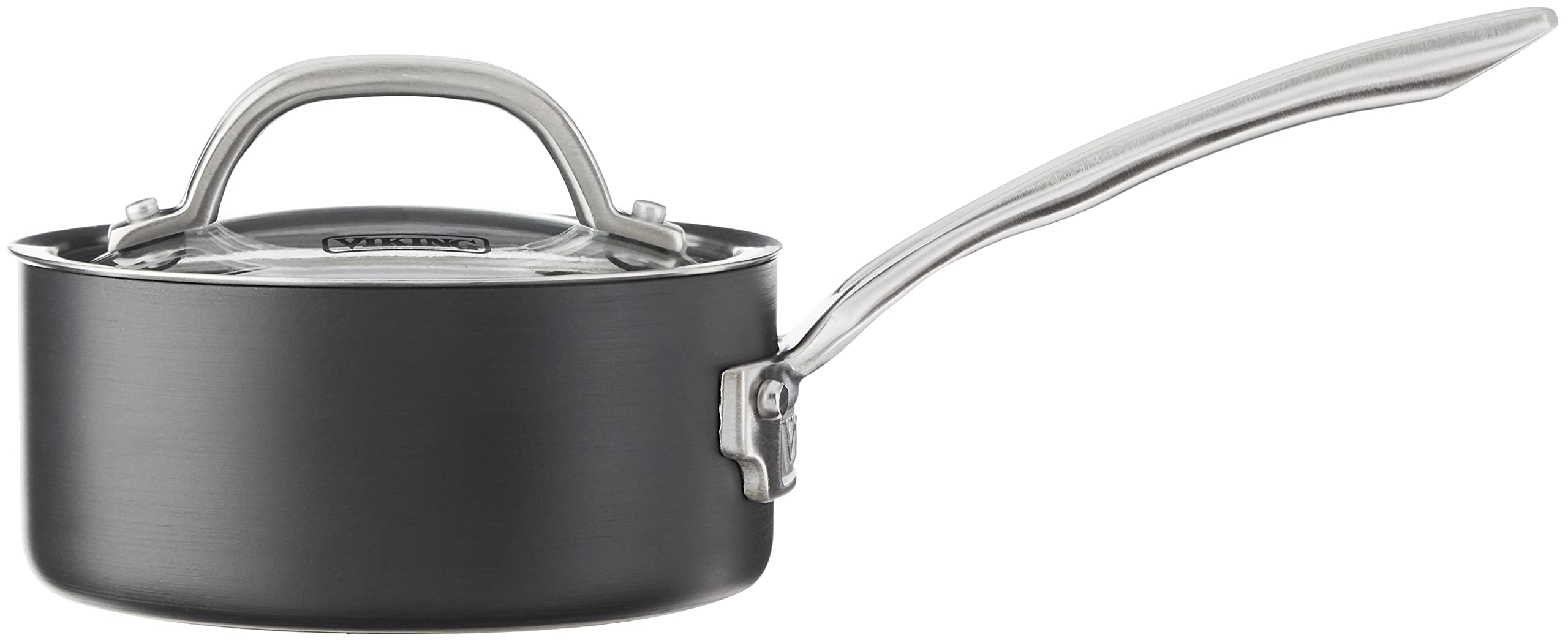 Viking Culinary Hard Anodized Nonstick Saucepan, 1 Quart, Includes Glass Lid, Oven And Dishwasher Safe, Works On Electronic, Cer
