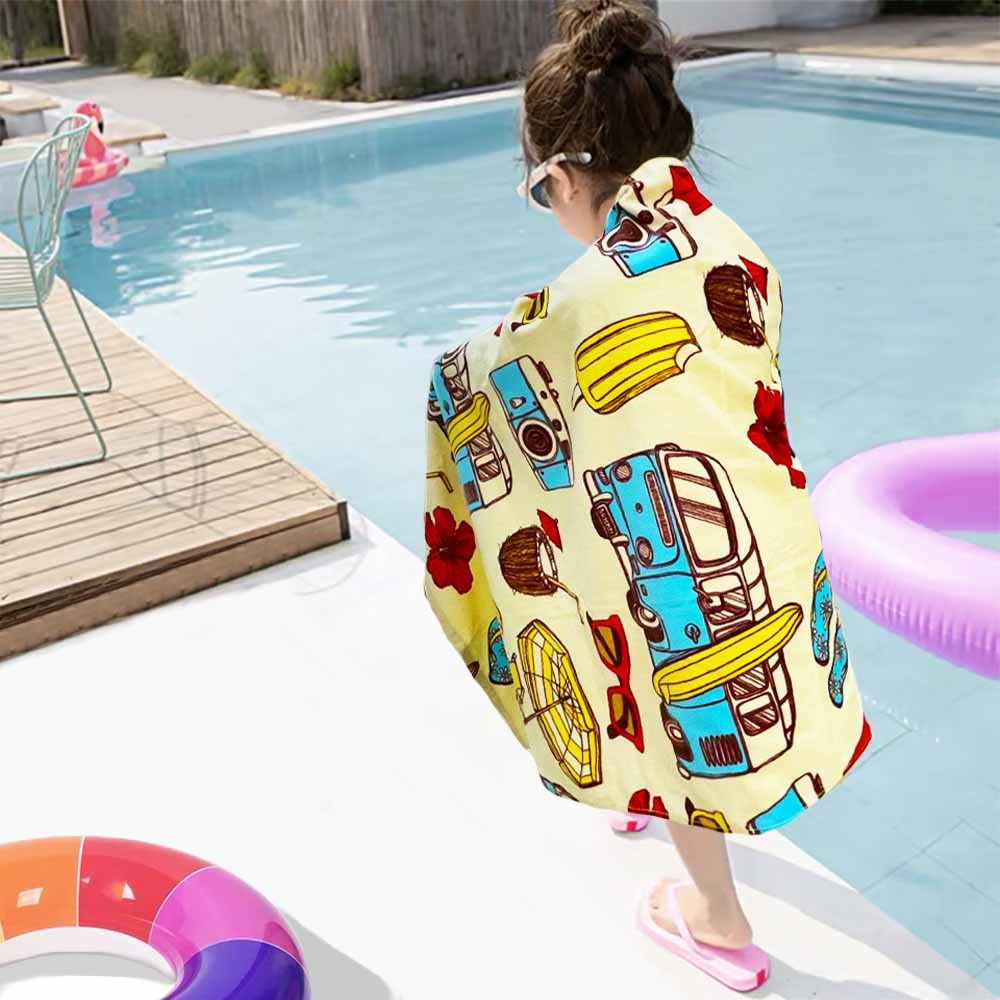 YIFONTIN Beach Towel for Kids  Velour Terry Blanket Throw 100% Cotton 25.5X51 inches for Swim Bath Camping  Bus Coastal Tour.