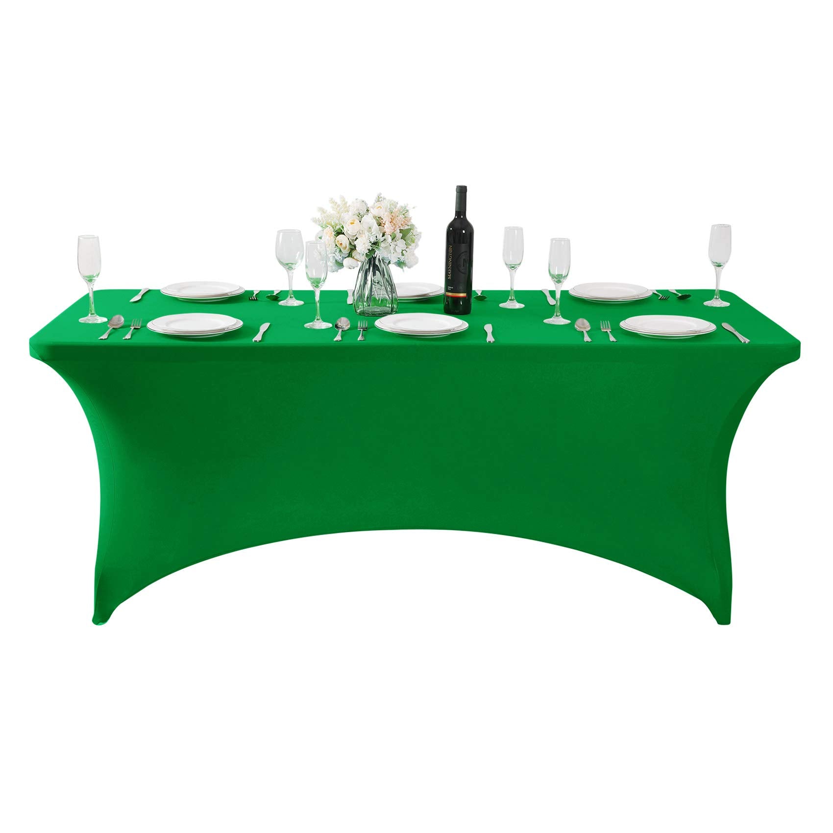 Hezuzo Spandex Table Cover For 6Ft Table Universal Fitted Stretch Tablecloth For Party, Banquet, Wedding And Events-Emerald