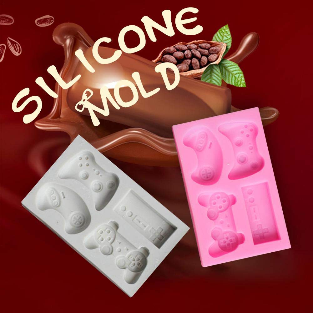Hiparty 2Pcs Game Controller Cake Fondant Mold - Video Game Gamepad Silicone Chocolate Candy Mold For Cupcake Topper Decoration