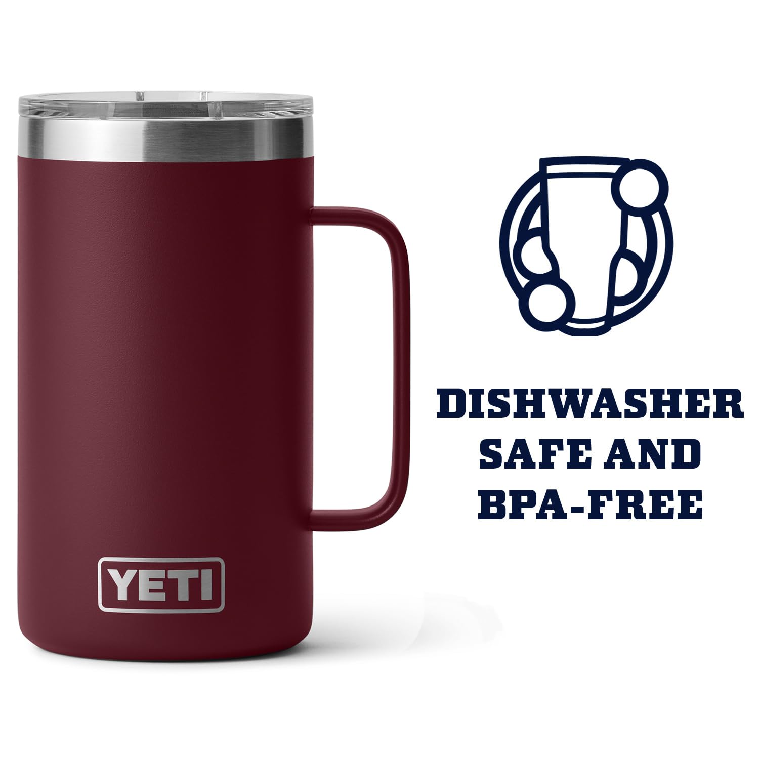 Yeti Rambler 24 Oz Mug, Vacuum Insulated, Stainless Steel With Magslider Lid, Wild Vine Red