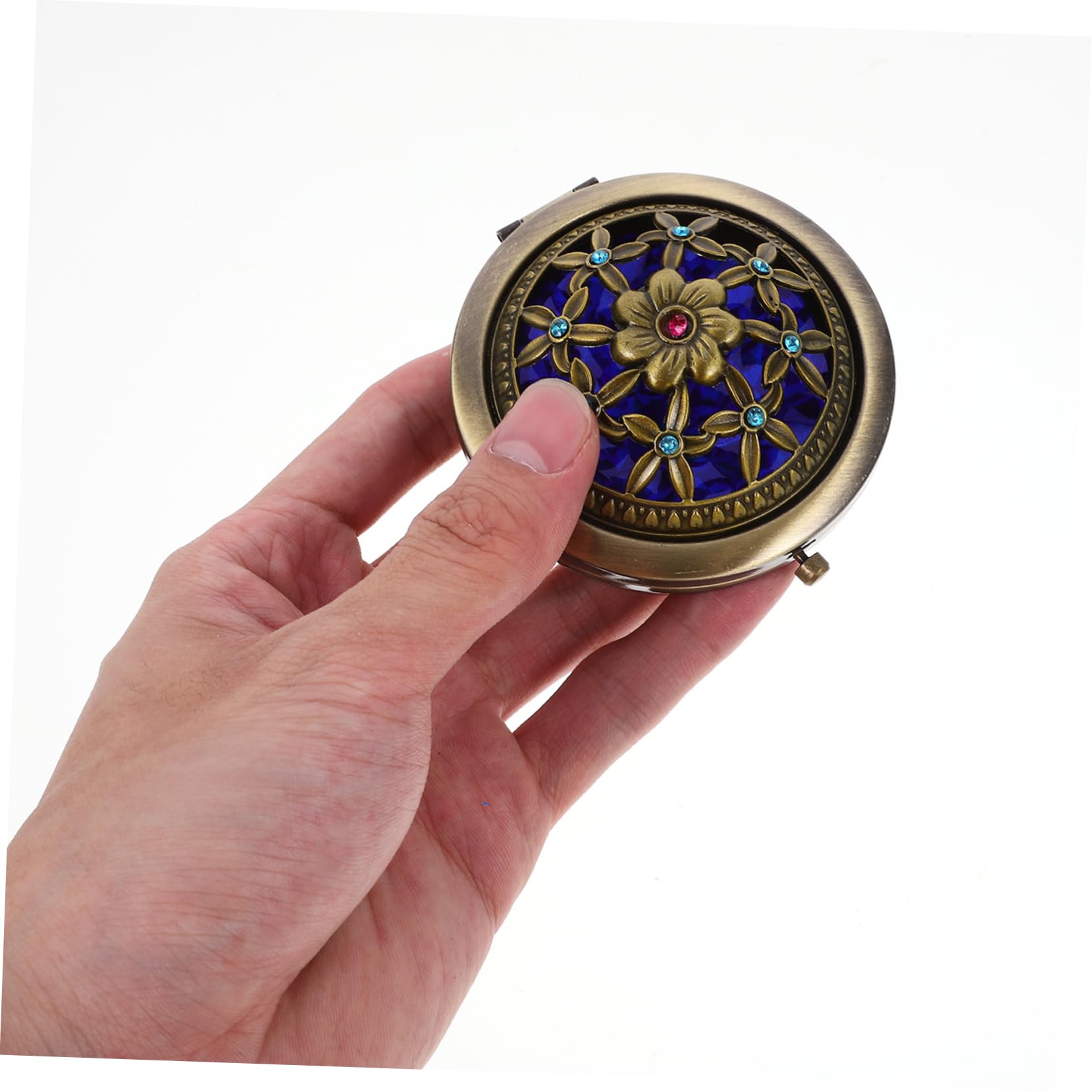 Tinksky Folding Pocket Mirror Round Compact Mirror Double-Sided Makeup Mirror (Random Style)