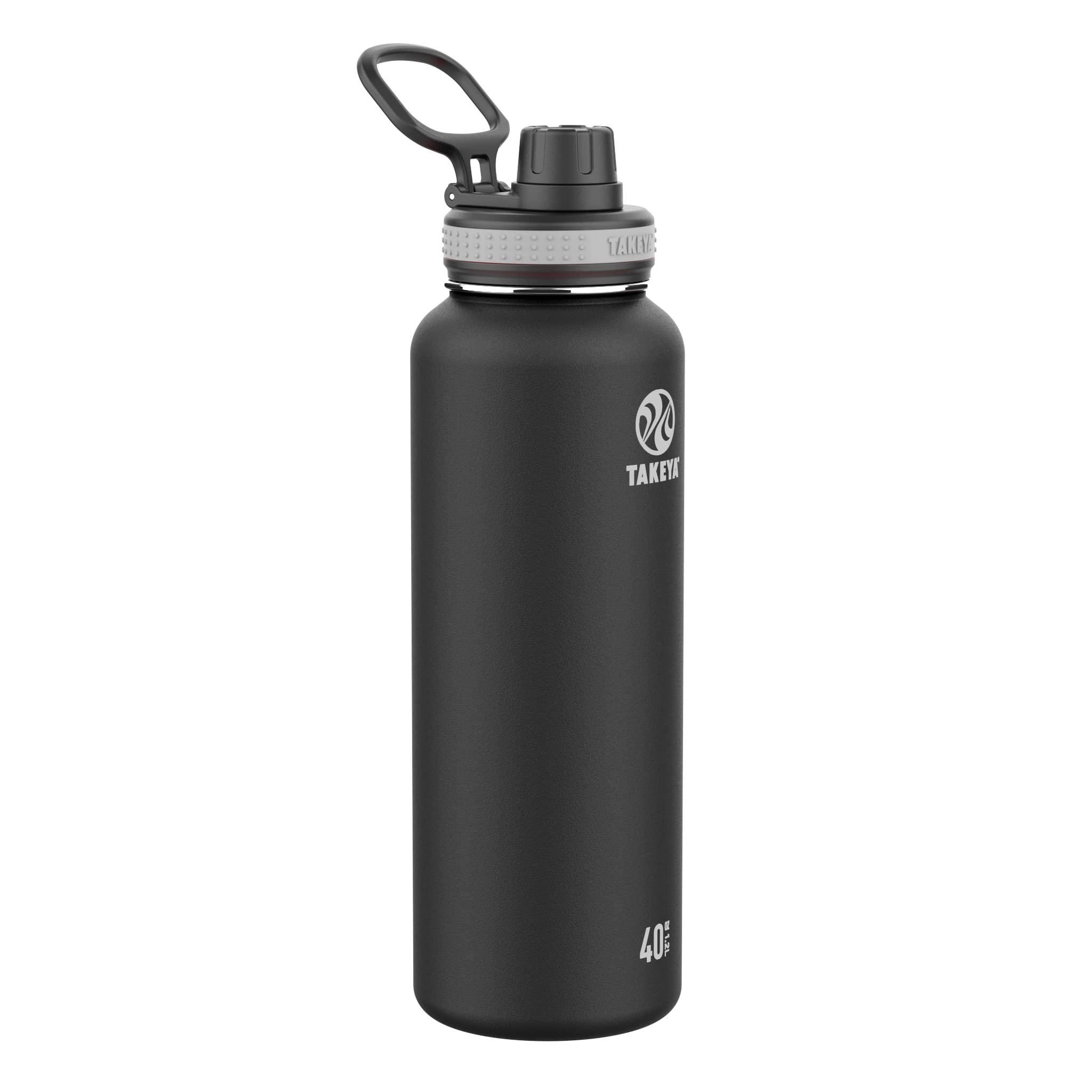 Takeya Originals 40 Oz Vacuum Insulated Stainless Steel Water Bottle With Straw Lid, Black