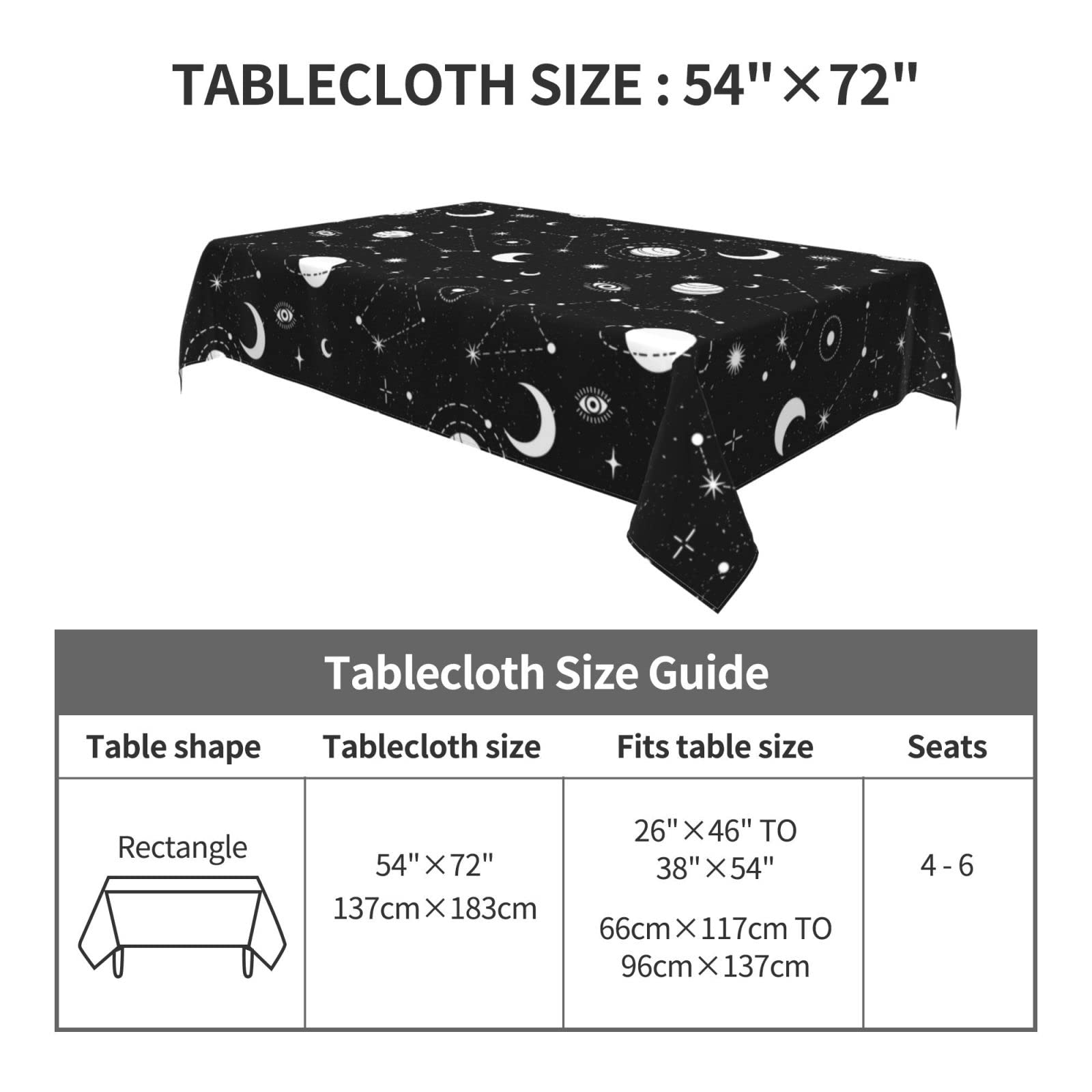 Cukemip Space Galaxy Table Cloths For Parties Dinning Room Kitchen Farmhouse Wedding Birthday Decoration Reusable Washable Water