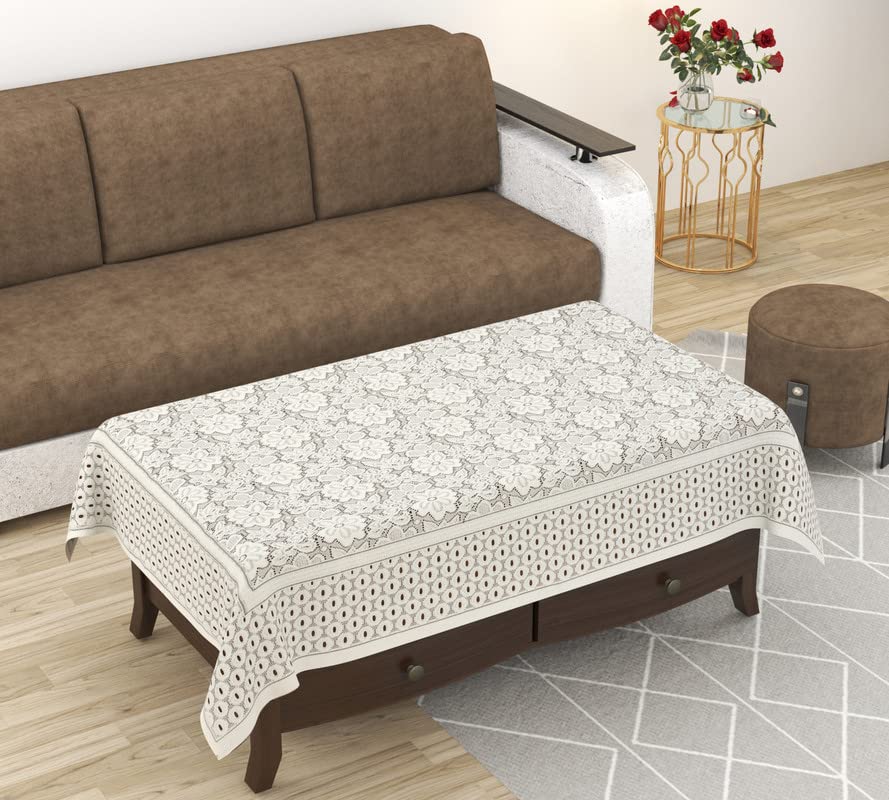 Stunning Look Flower Design 4 Seater Table Cover Cloth  Centre Table Cover for Kitchen Dining Room Restaurant Party EASTTARDOMM