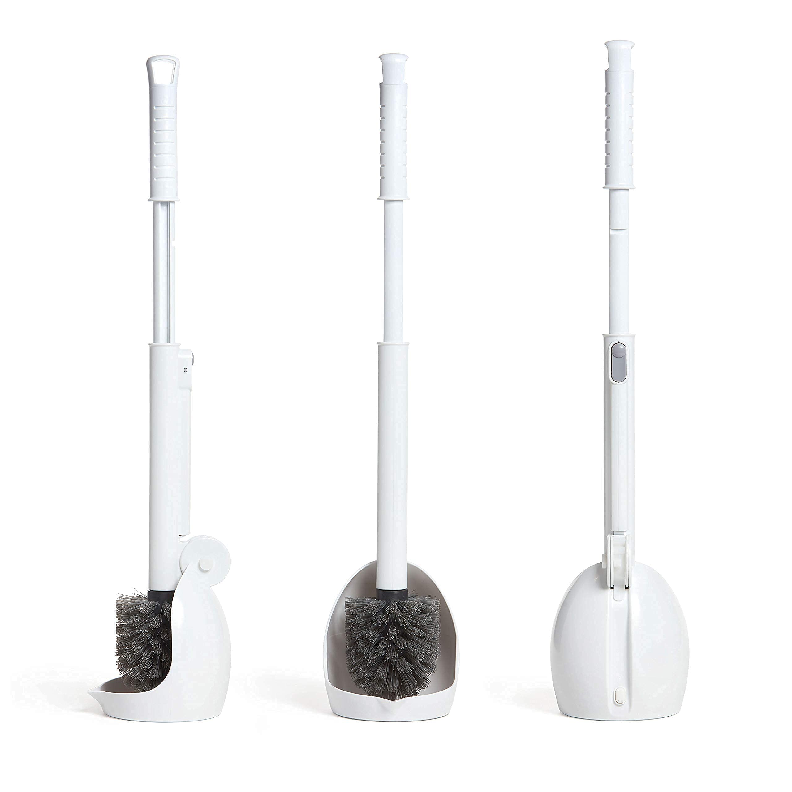 Elypro Drip-Free Toilet Brush With Holder - Hygienic White Bathroom Bowl Cleaner, Portable Scrubber With Unique No-Drip Caddy, I