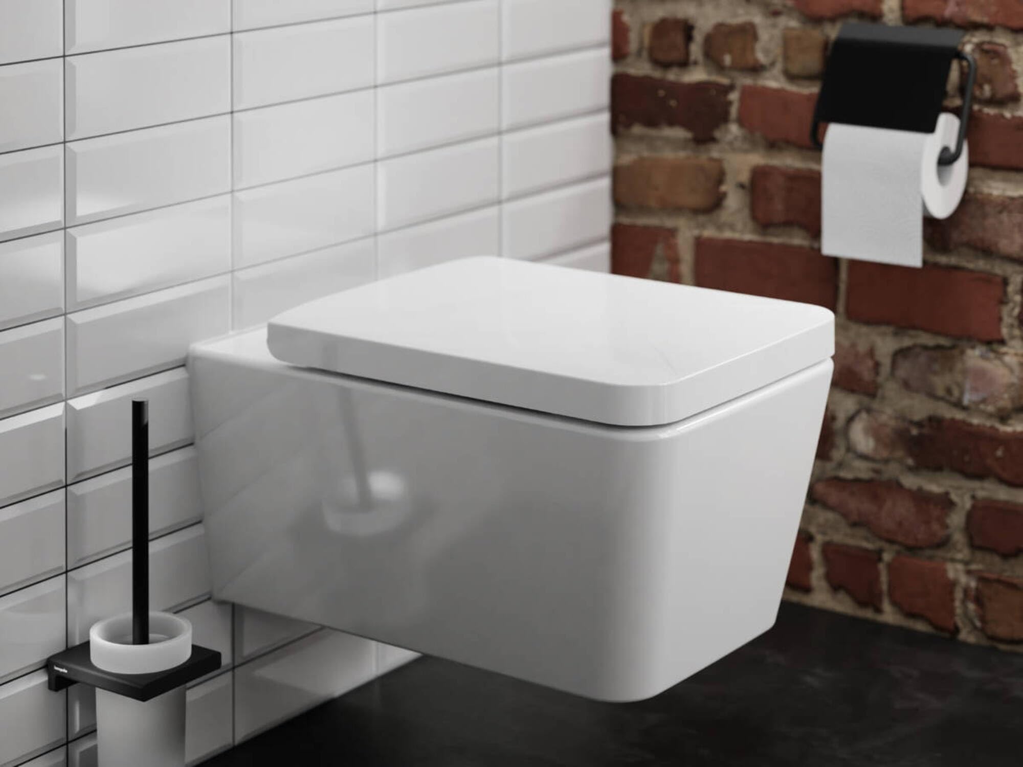 Hansgrohe Addstoris 6-Inch Roll Holder With Cover In Matte Black, 41753670