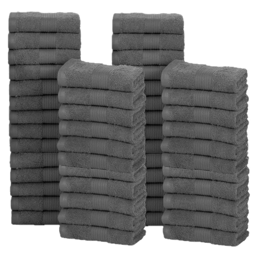 Ample Decor Wash Cloths Pack Of 50 12 X 12 Inch 100% Cotton 600 Gsm, Oeko Tex Certified Soft Absorbent, Machine Washable Face To