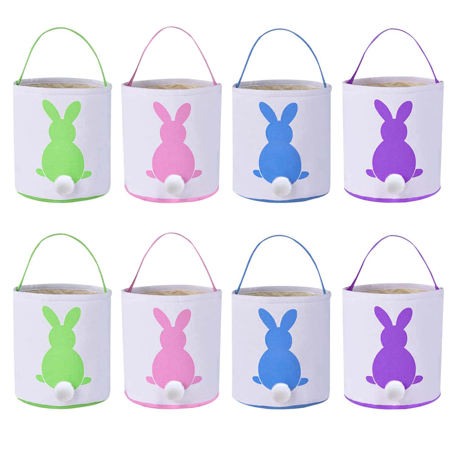 8 Pack Easter Bunny Bags Rabbit Ear Easter Baskets Easter Egg Hunt Basket For Kids Bunny Canvas Tote Gifts Bags Candy Bags Canva