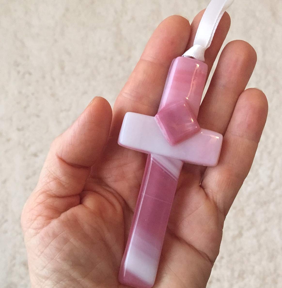 Handmade Glass Cross for Mother with Poem- Unique Gift for Mom on Christmas  Mother's Day  Birthday