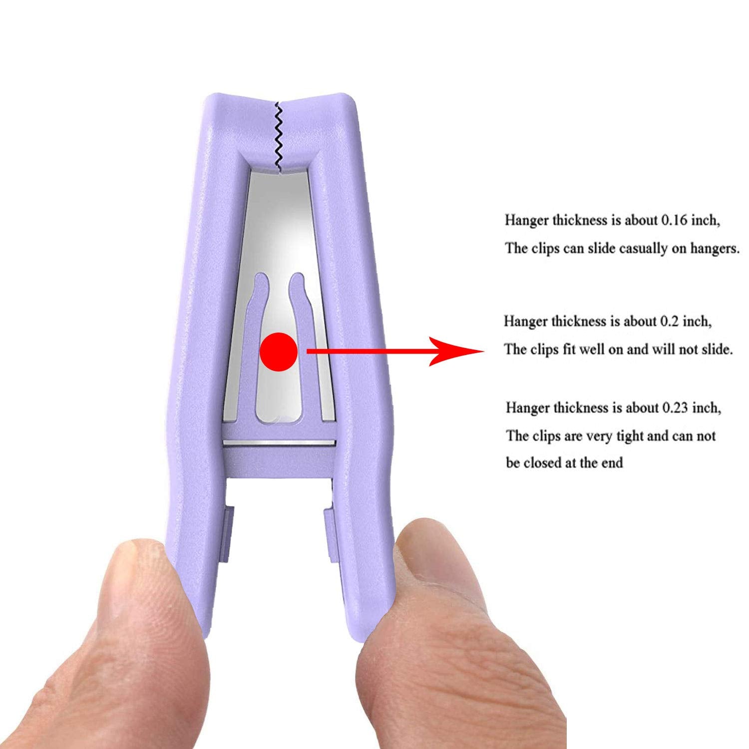 Kiseer Plastic Baby Hanger Clips, 40 Pcs Slim-Line Finger Clips Set Clothes Hanger Velvet Hanger (Purple)